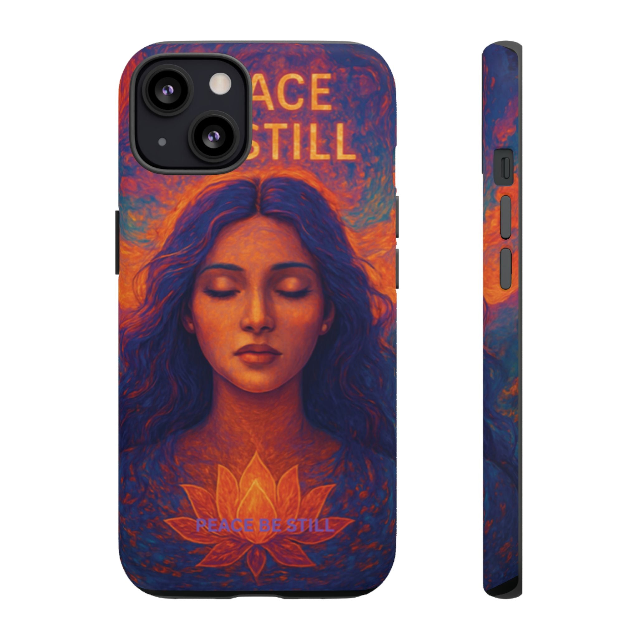 Peace Be Still Phone Case – Serene Goddess Meditation Design