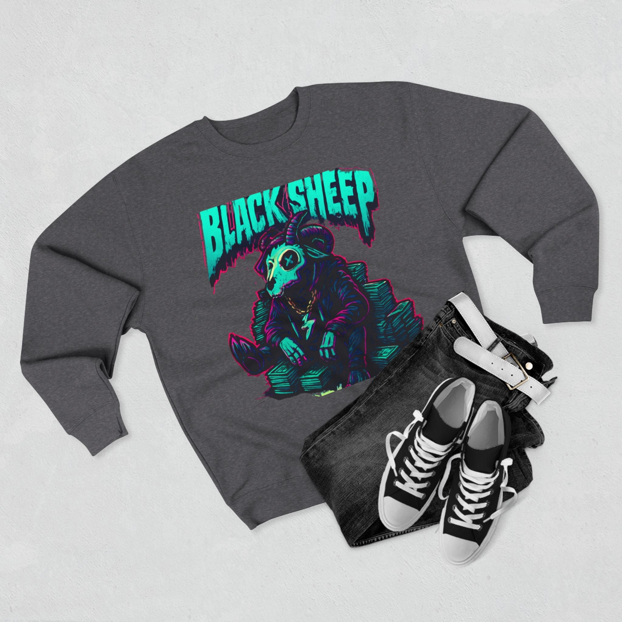 Crewneck Sweatshirt — 'Black Sheep' Graphic Pullover (The One Counted Out)