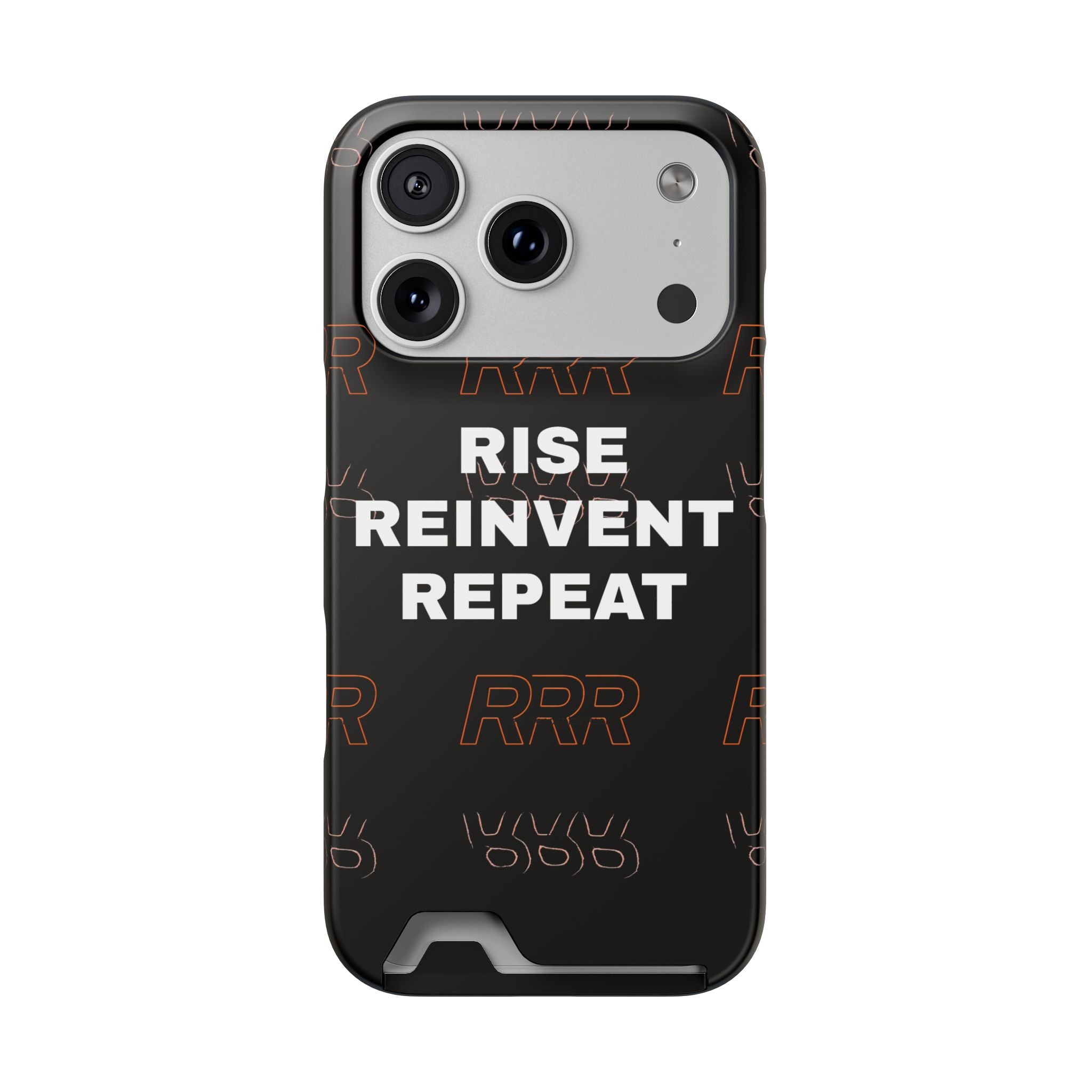 Rise Reinvent Repeat Phone Card Case — Slim Wallet Phone Case with Motivational Design