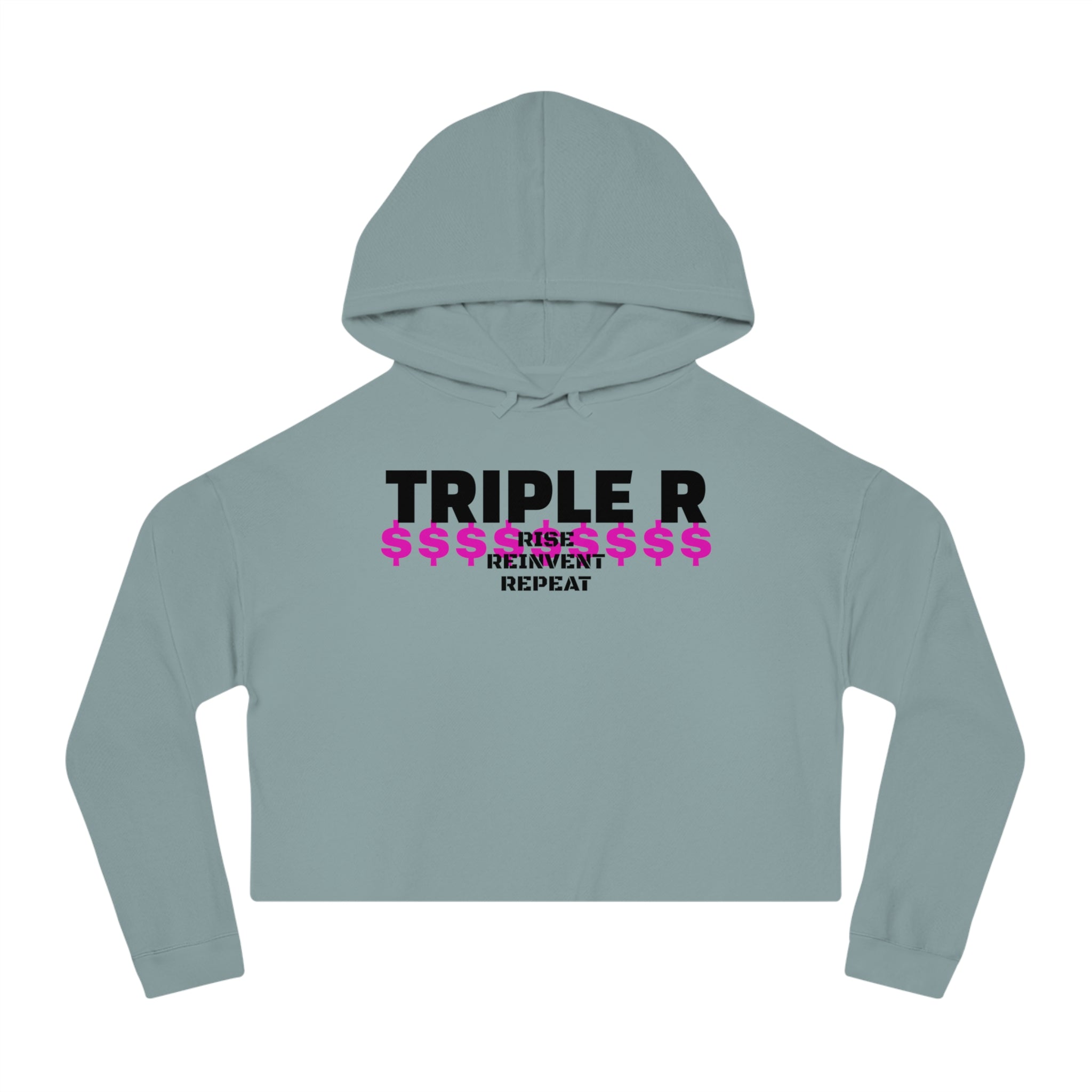 Cropped Hoodie — TRIPLE R "Repeat" Money Graphic Women's Sweatshirt
