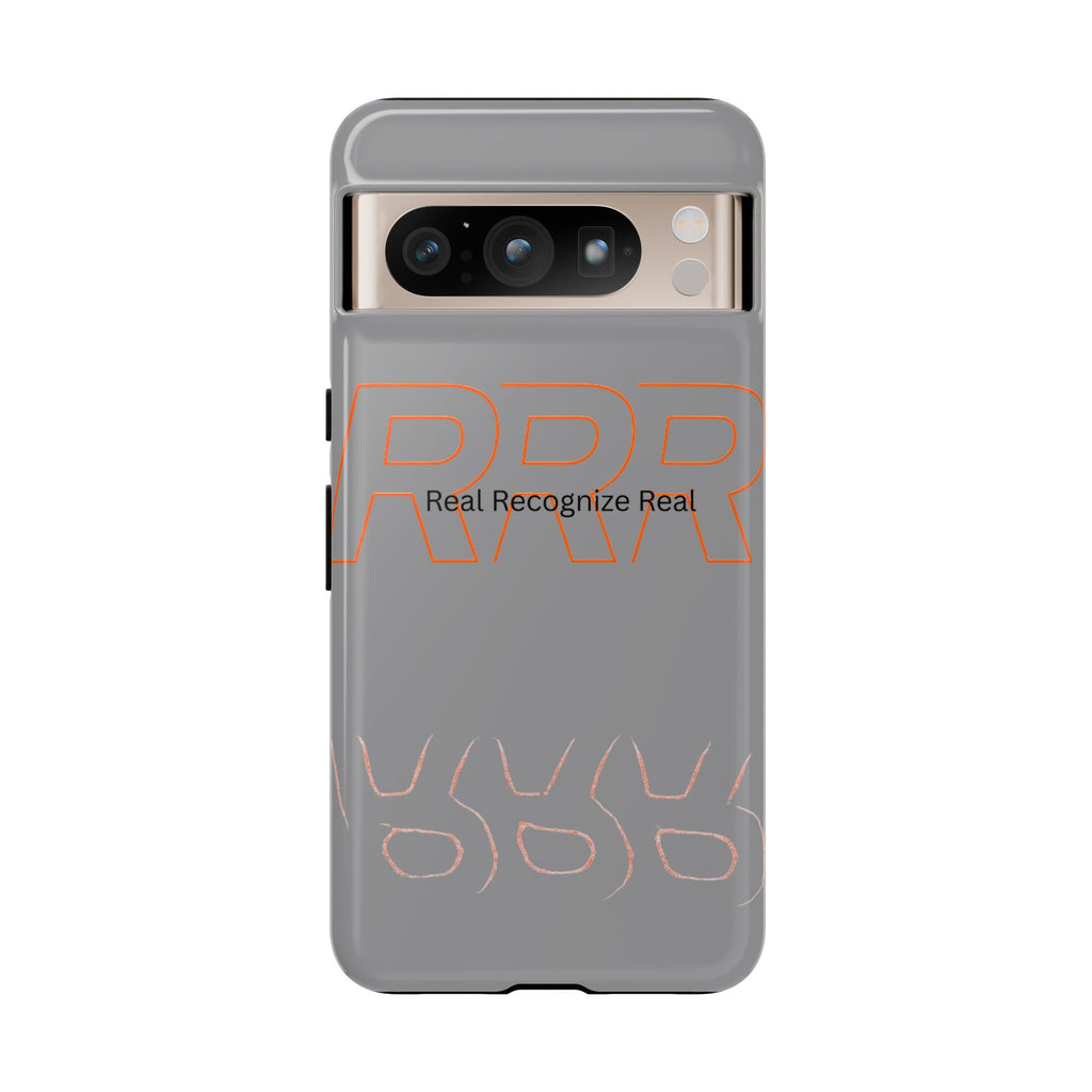 Tough Cases — 'Real Recognize Real' Protective Phone Case (Gray, Retro Outline Design)