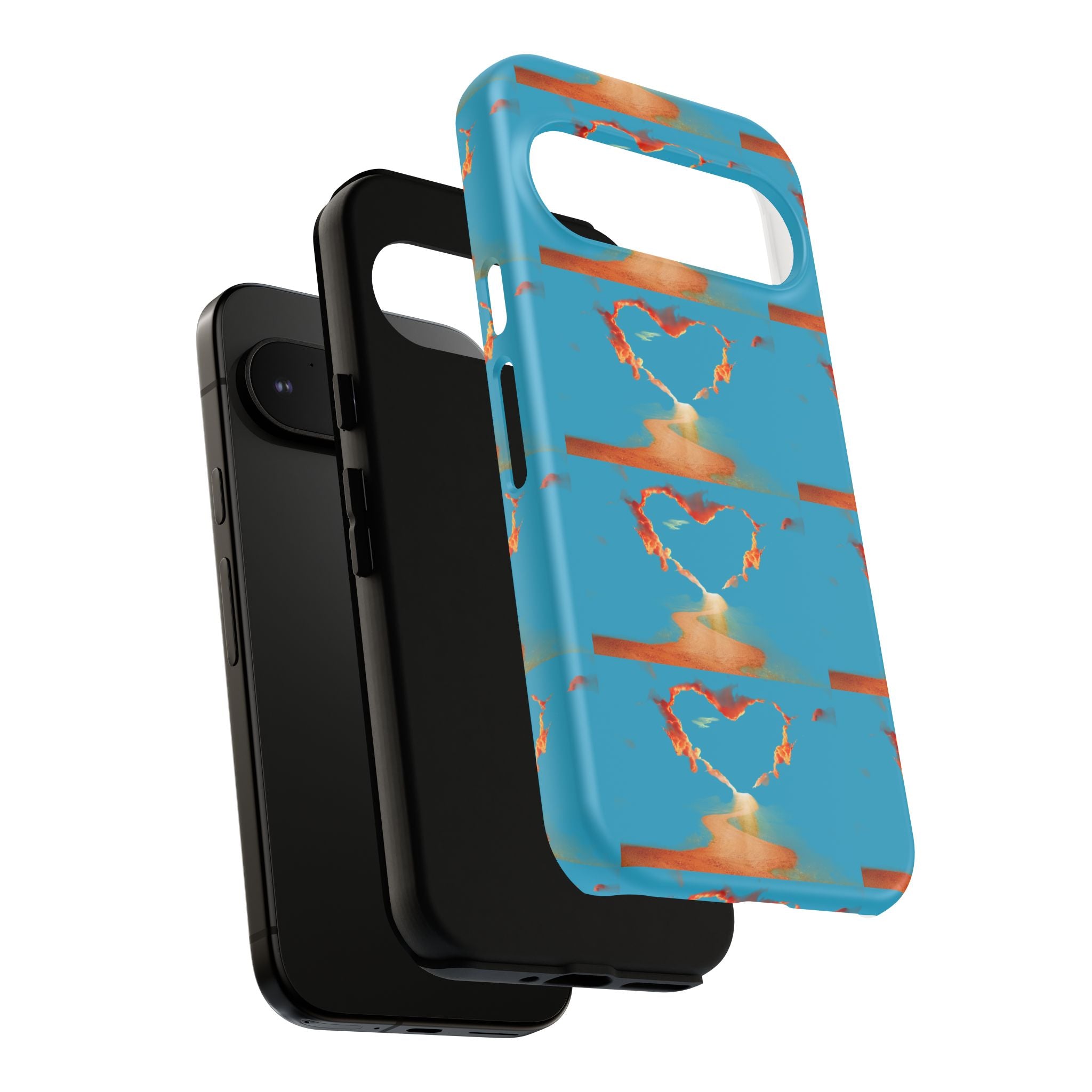 Heart Flame Tough Phone Case — Blue Sunset Protective Cover