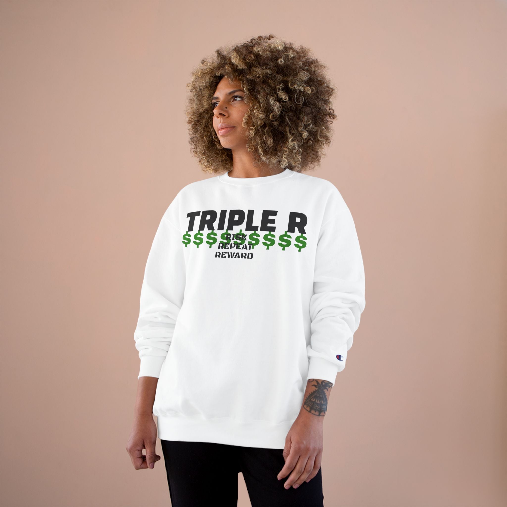 Champion Sweatshirt — "TRIPLE R" Money Reward Graphic Crewneck