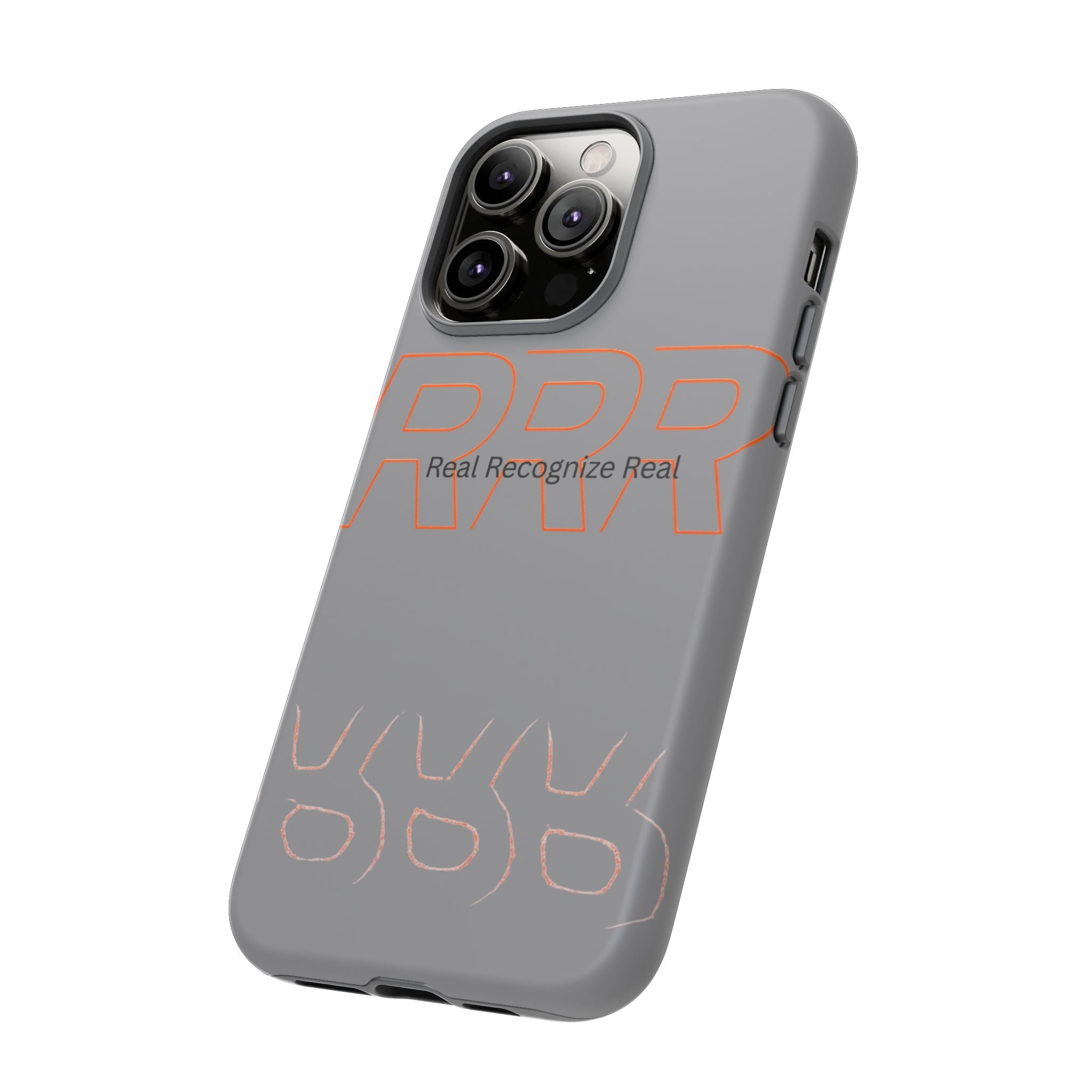 Tough Cases — 'Real Recognize Real' Protective Phone Case (Gray, Retro Outline Design)