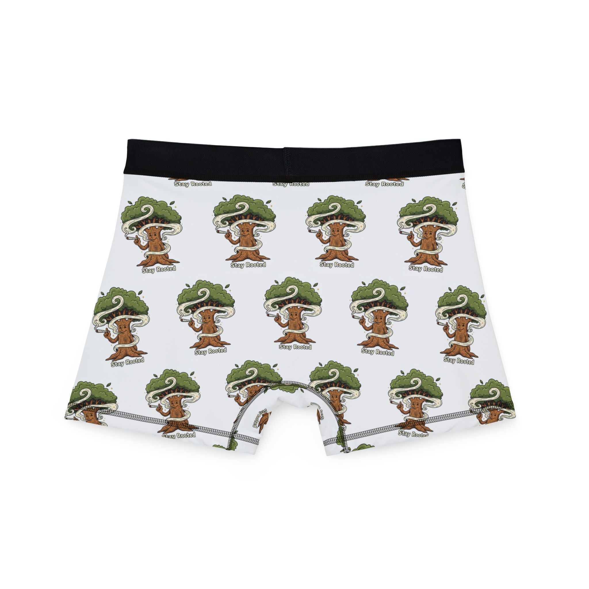 Tree Character Men’s Boxer Briefs — Cute Forest Pattern All-Over Print