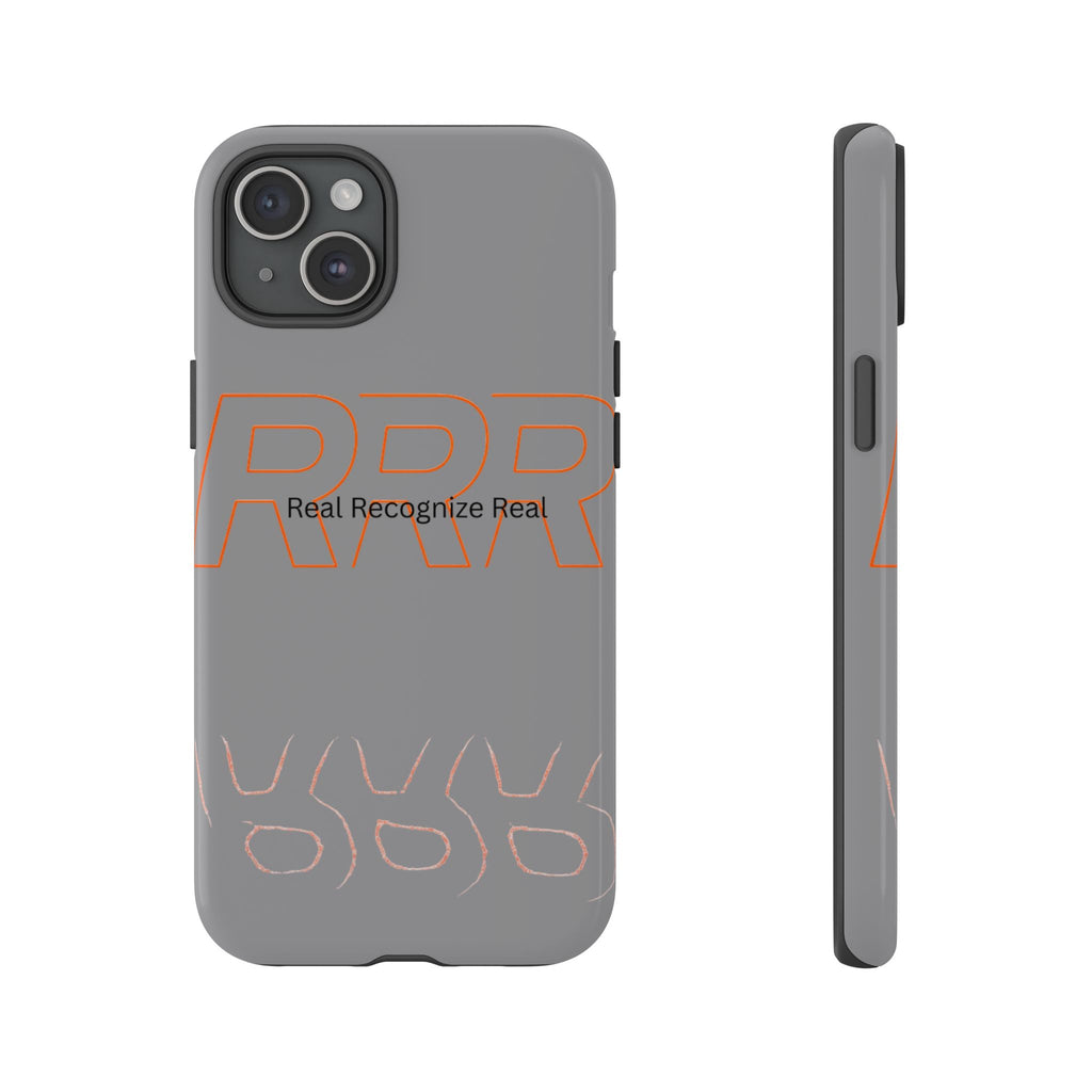 Tough Cases — 'Real Recognize Real' Protective Phone Case (Gray, Retro Outline Design)