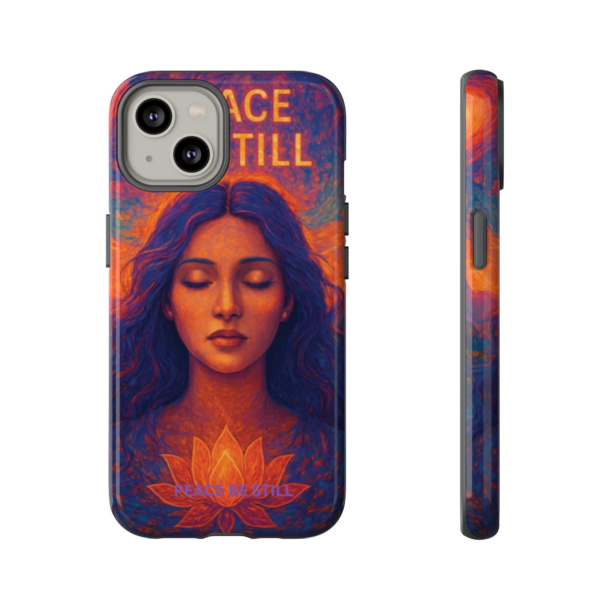 Peace Be Still Phone Case – Serene Goddess Meditation Design