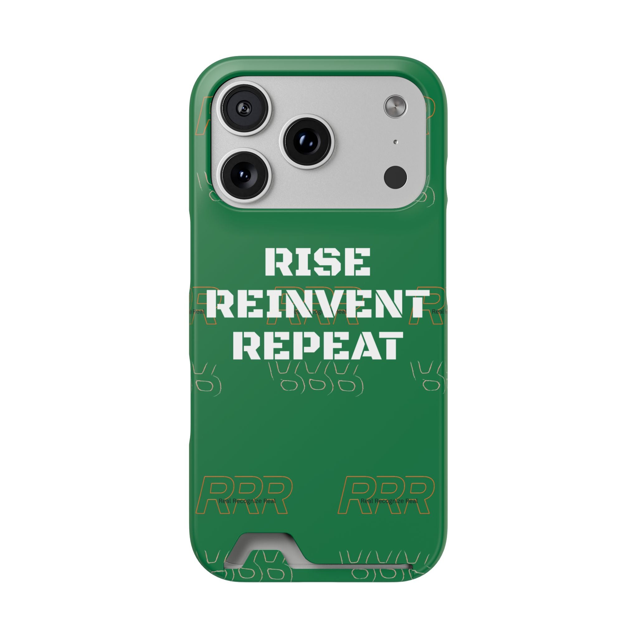 Green 'Rise Reinvent Repeat' Card Holder Phone Case — Motivational Protective Cover