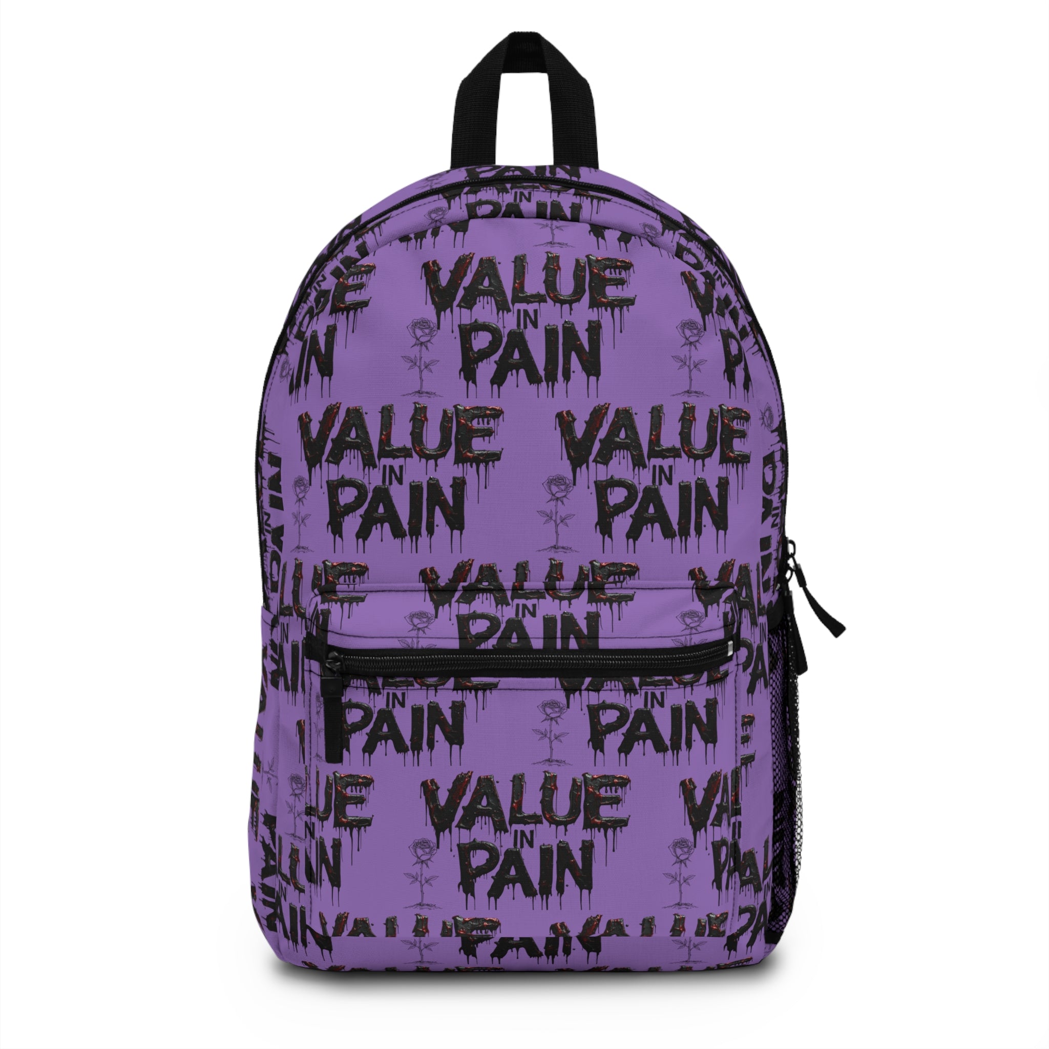 Backpack — "Value in Pain" Gothic Purple Pattern Backpack