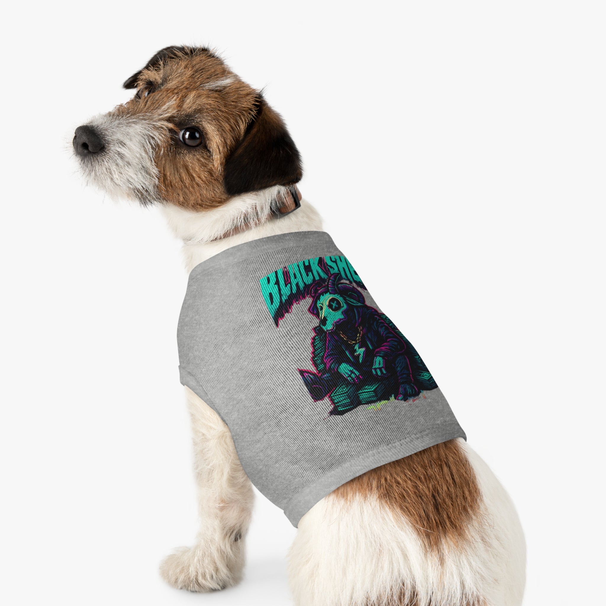 Black Sheep Pet Tank — Neon Gothic Ram Skull Dog Shirt