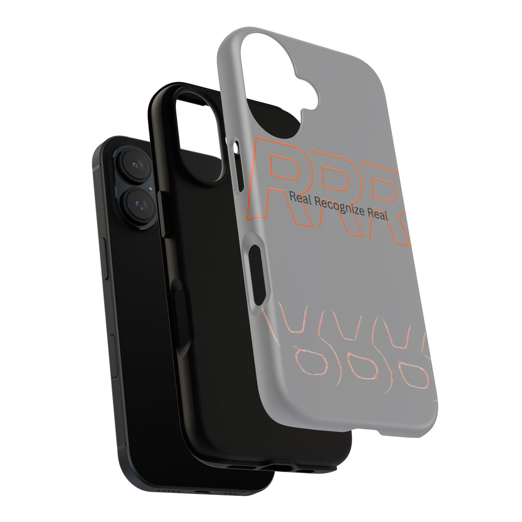Tough Cases — 'Real Recognize Real' Protective Phone Case (Gray, Retro Outline Design)