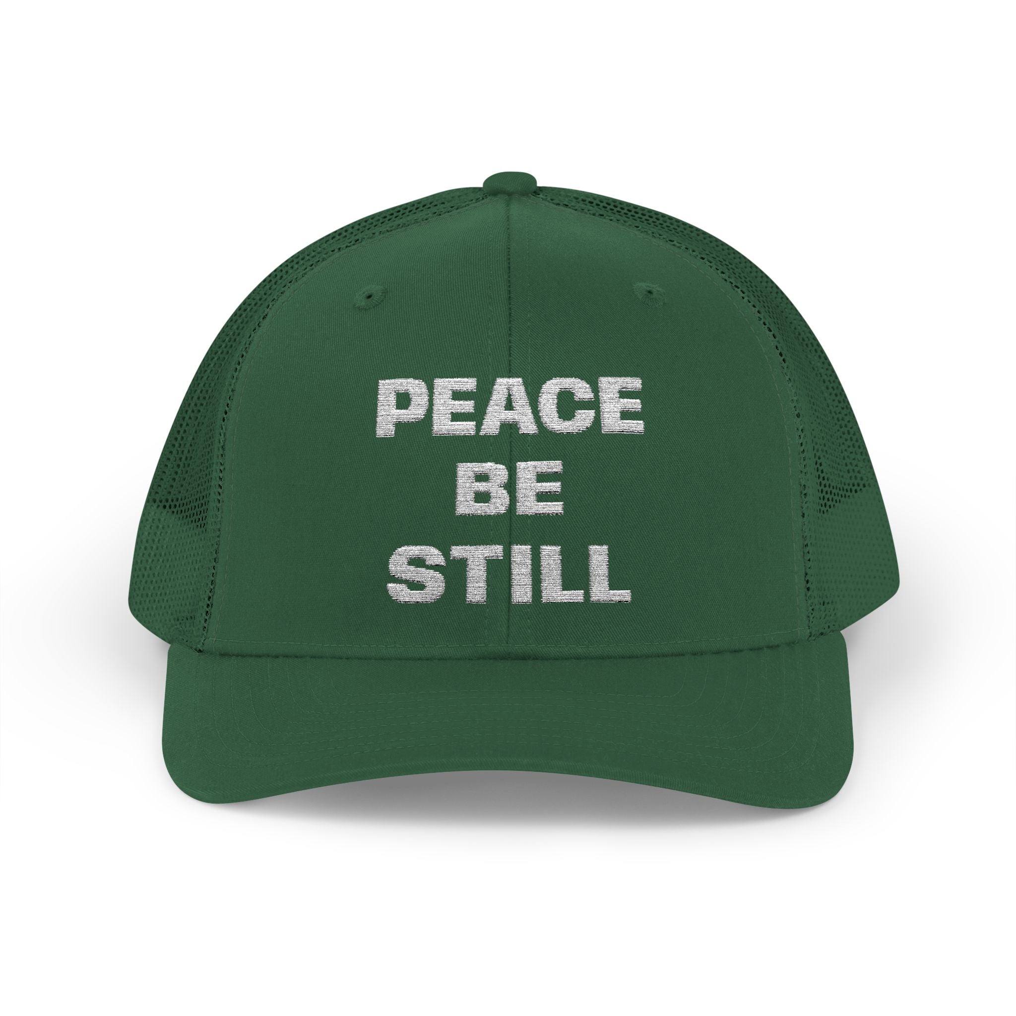 Peace Be Still Snapback Trucker Cap — Inspirational Mesh Back Hat