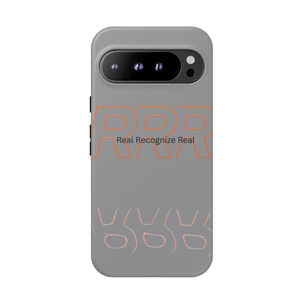 Tough Cases — 'Real Recognize Real' Protective Phone Case (Gray, Retro Outline Design)