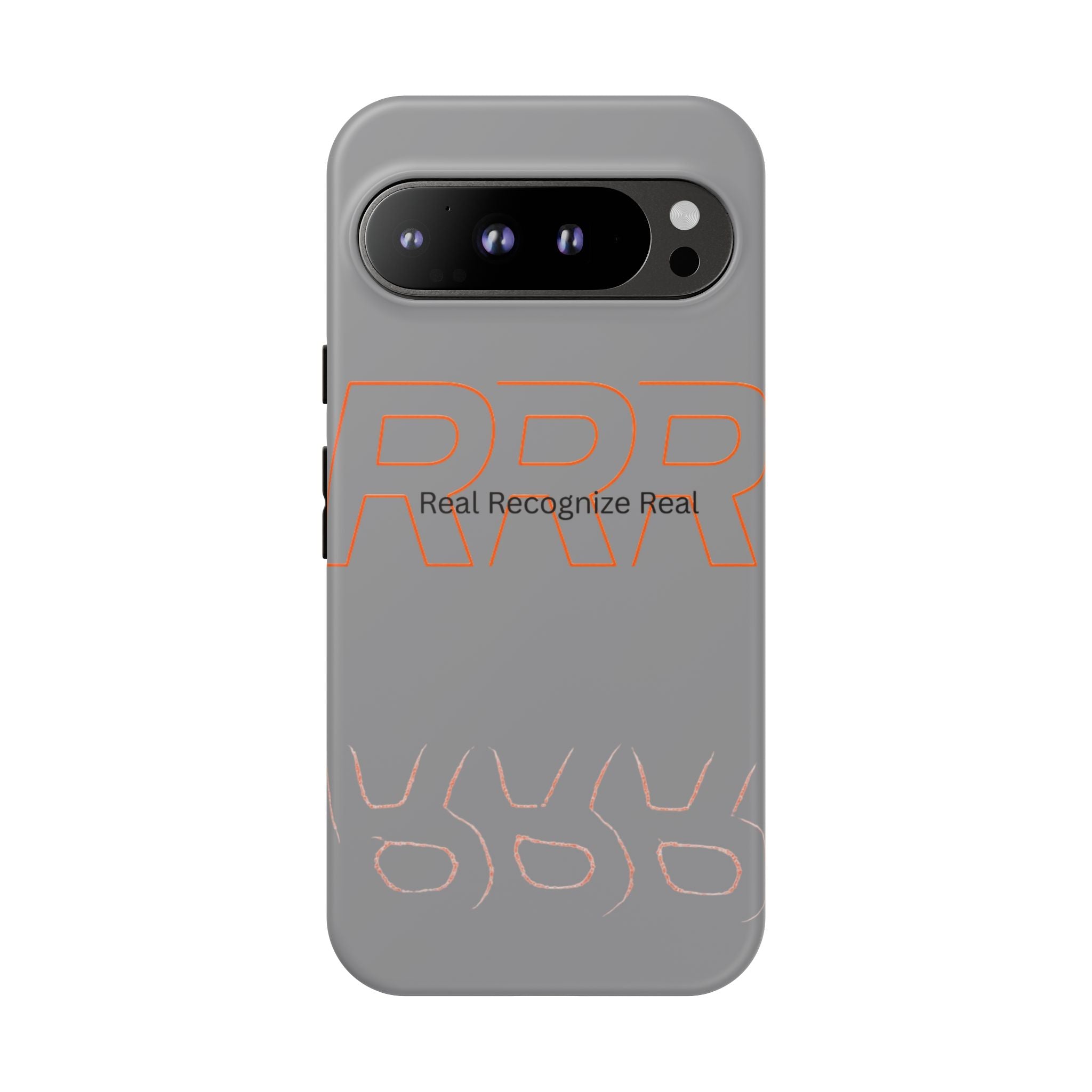 Tough Cases — 'Real Recognize Real' Protective Phone Case (Gray, Retro Outline Design)
