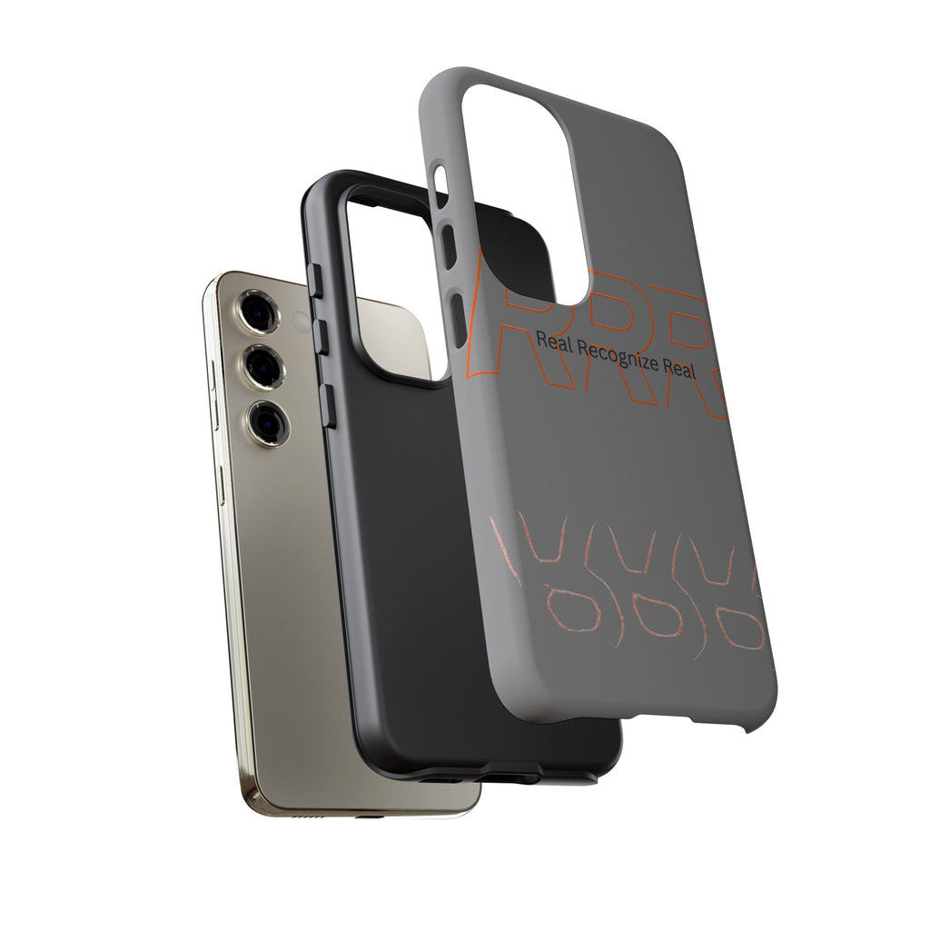 Tough Cases — 'Real Recognize Real' Protective Phone Case (Gray, Retro Outline Design)