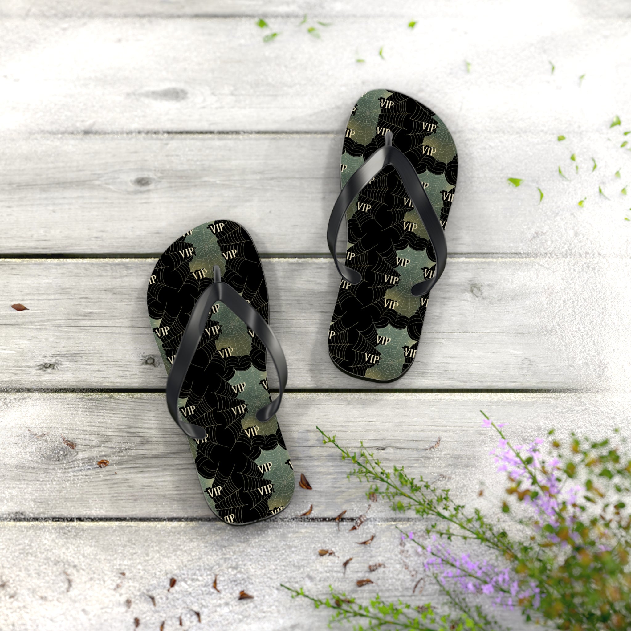 Camo VIP Flip Flops — Military Green Patterned Beach Sandals