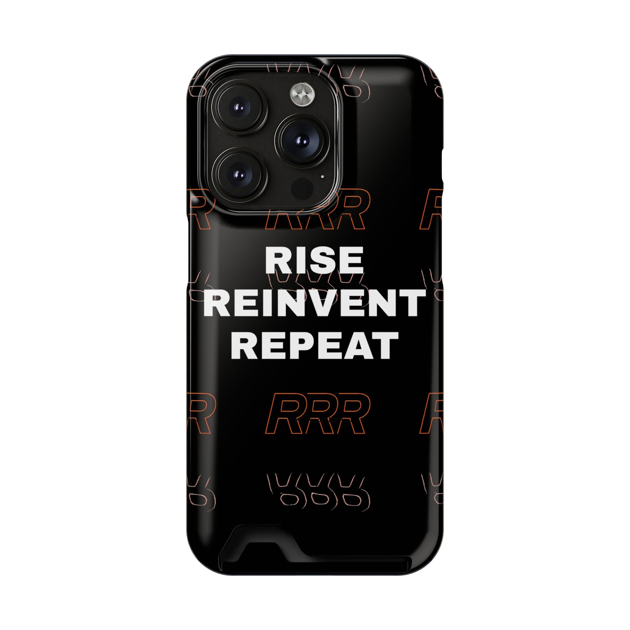 Rise Reinvent Repeat Phone Card Case — Slim Wallet Phone Case with Motivational Design