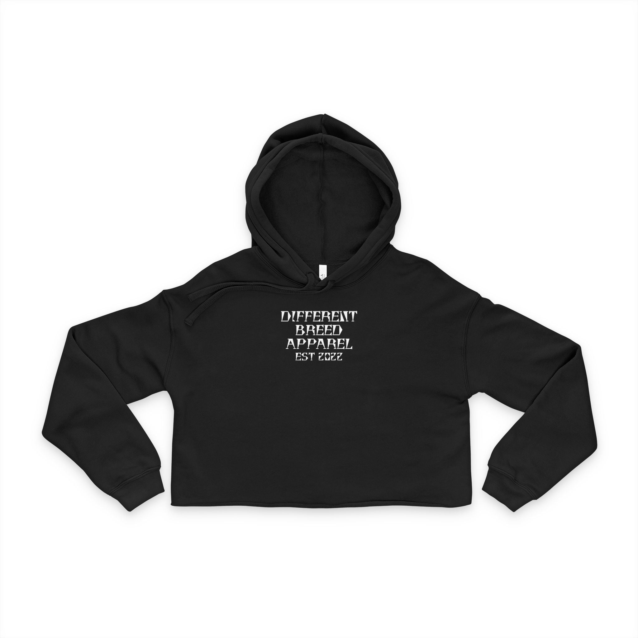 Cropped Hoodie — "Different Street Apparel Est 2022" Minimal Black Women's Streetwear