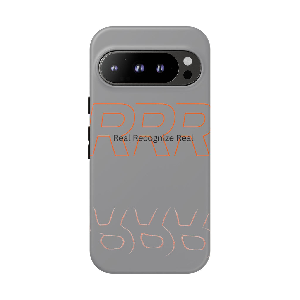 Tough Cases — 'Real Recognize Real' Protective Phone Case (Gray, Retro Outline Design)