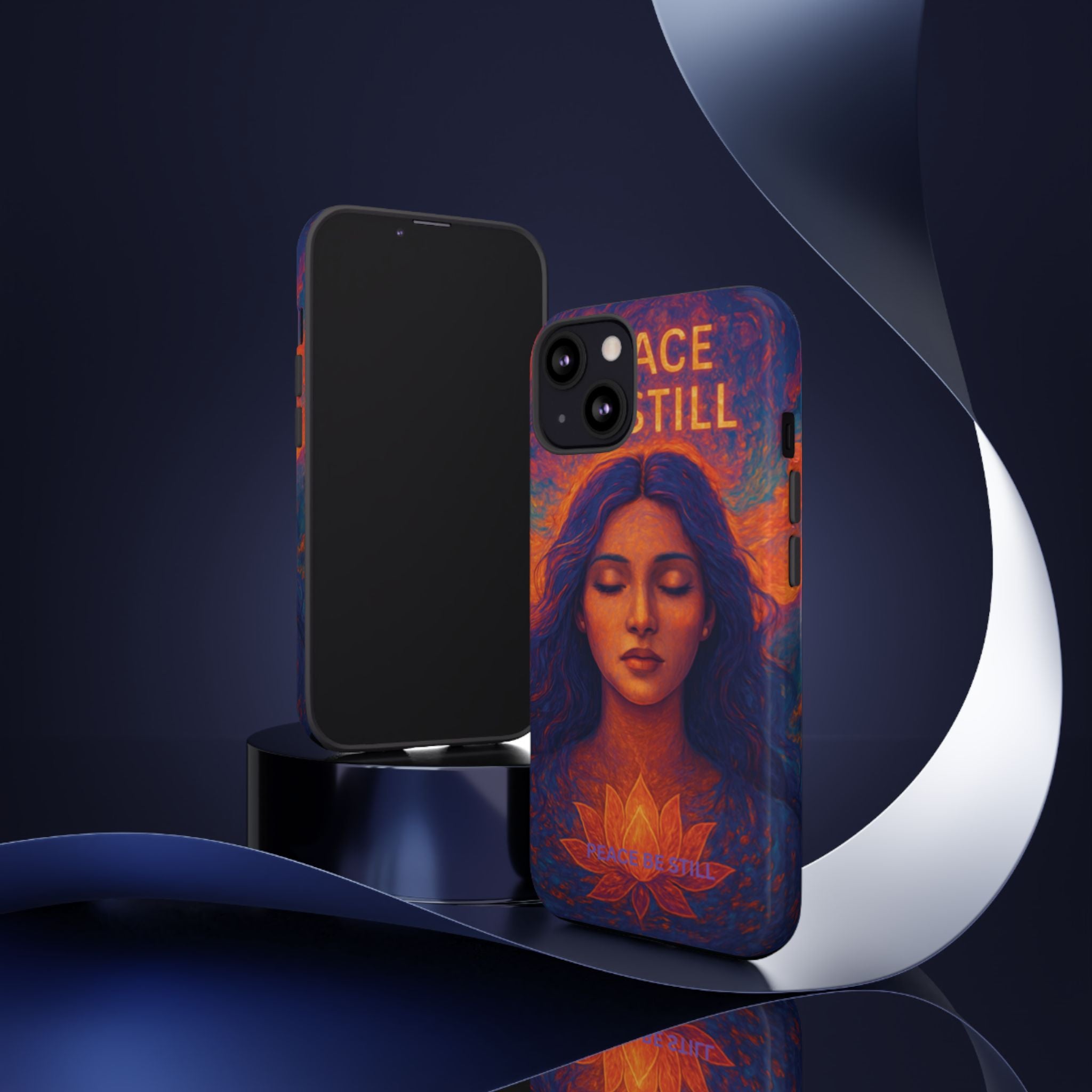 Peace Be Still Phone Case – Serene Goddess Meditation Design