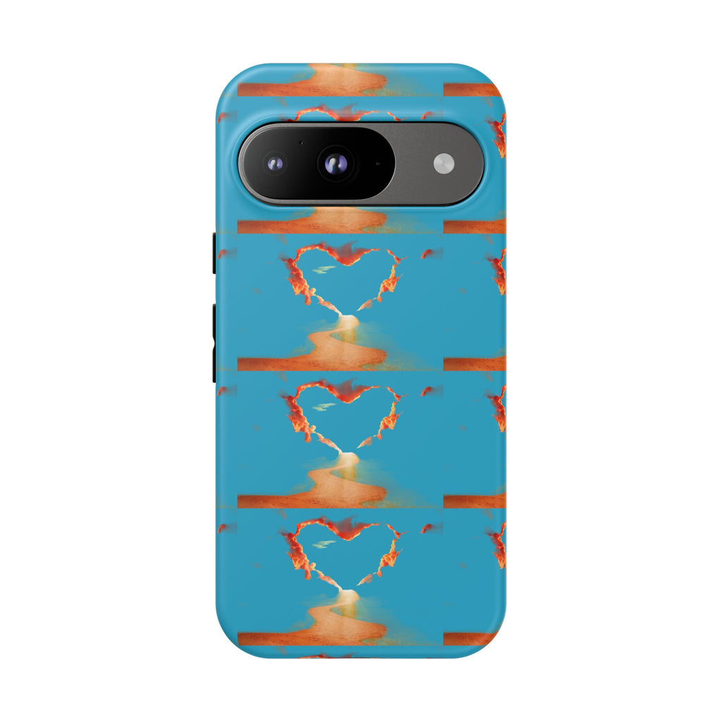 Heart Flame Tough Phone Case — Blue Sunset Protective Cover