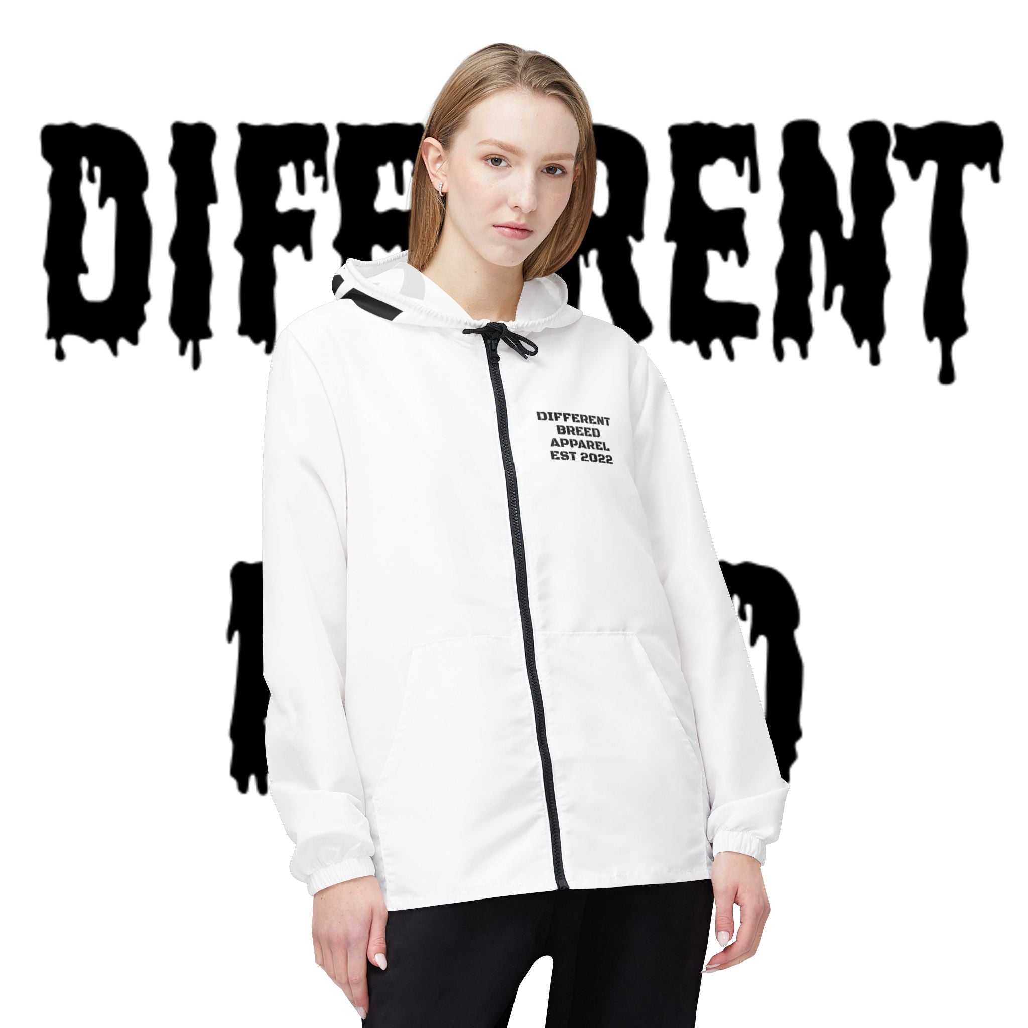 Certified Goat Windbreaker Jacket — "Different" Graphic Hooded Windbreaker