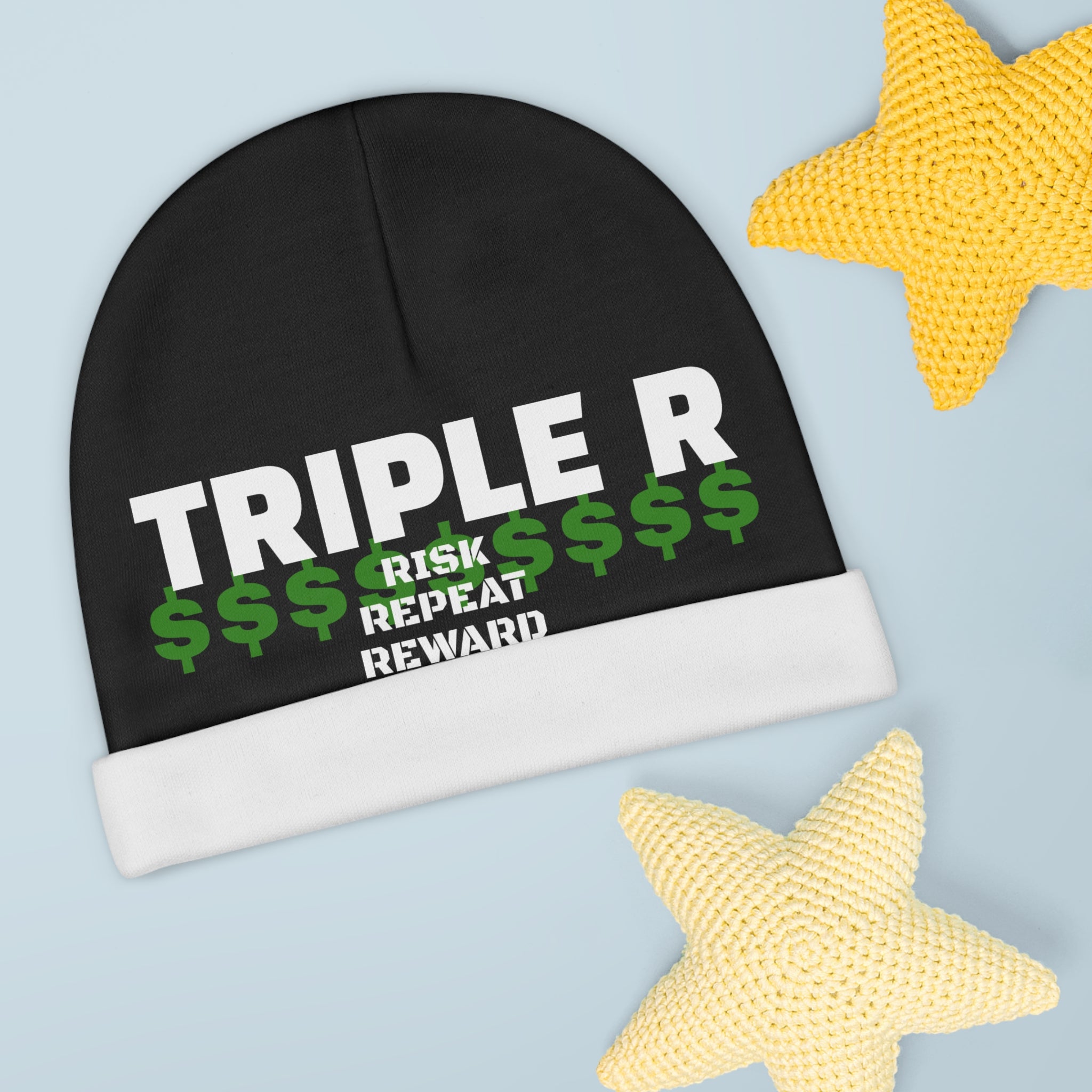 Baby Beanie — "Triple R: Risk Repeat Reward" Money Graphic Infant Hat