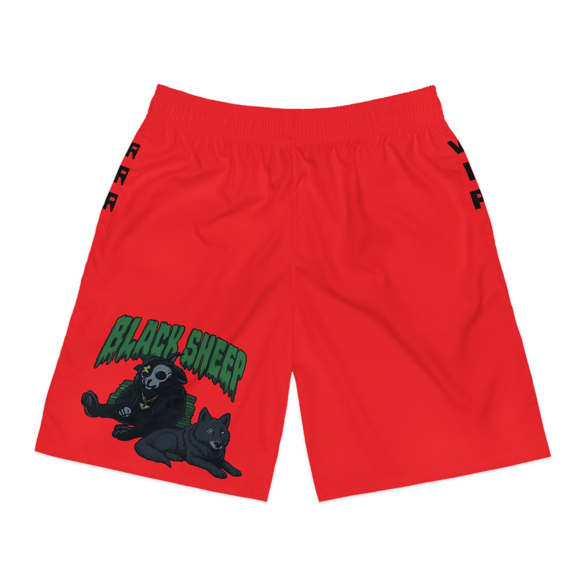 Black Sheep Jogger Shorts — Red Graphic Men's Athletic Shorts