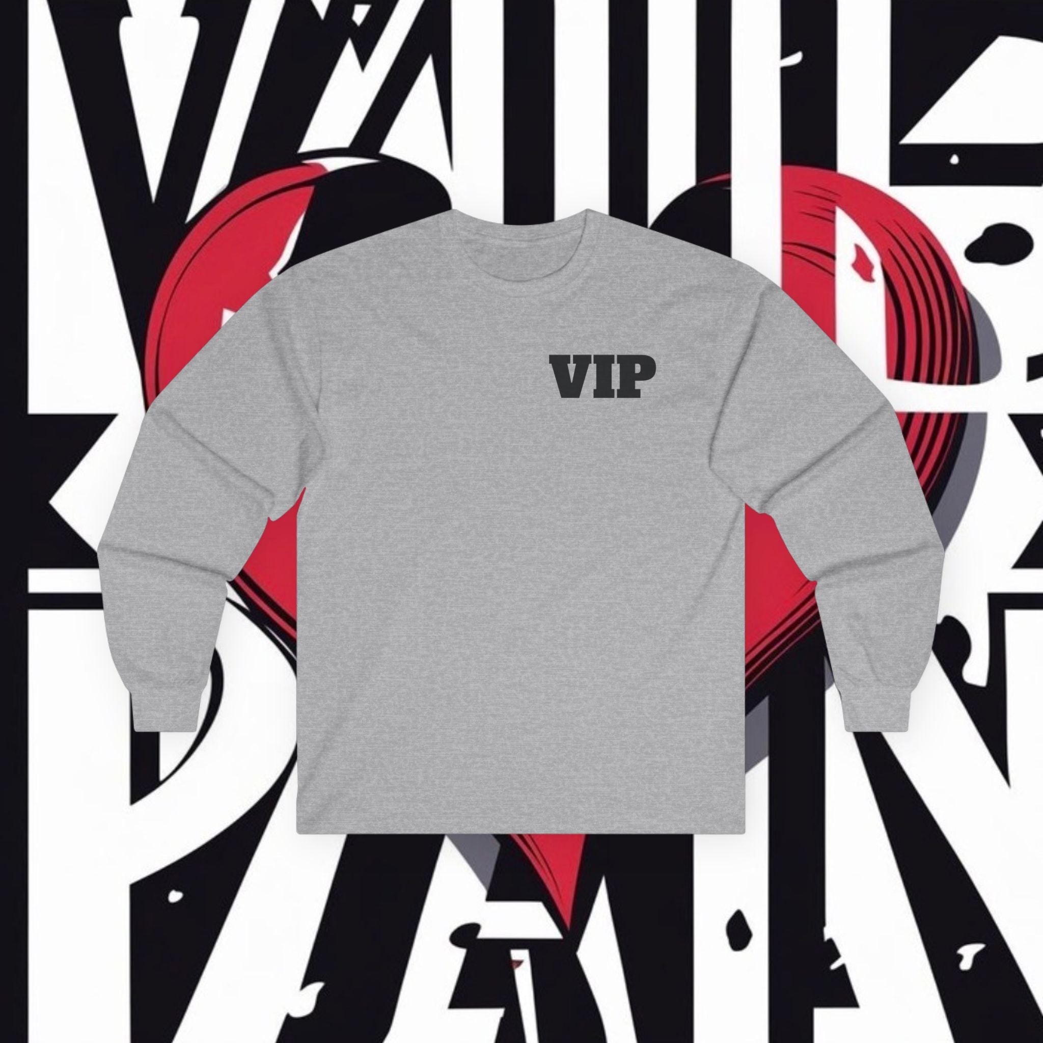 VIP Angel Graphic Long Sleeve Tee — "Value Pain" Back Print