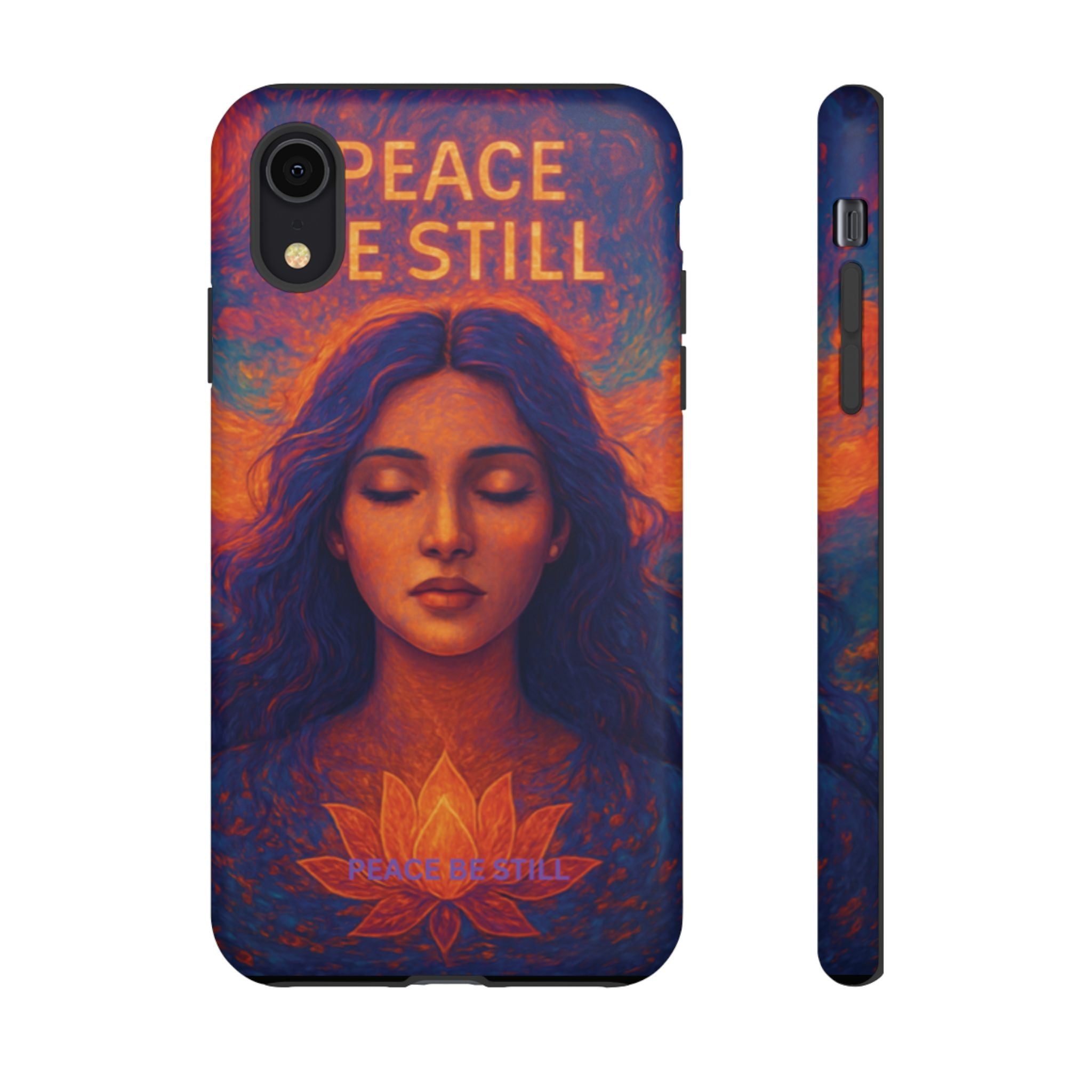 Peace Be Still Phone Case – Serene Goddess Meditation Design