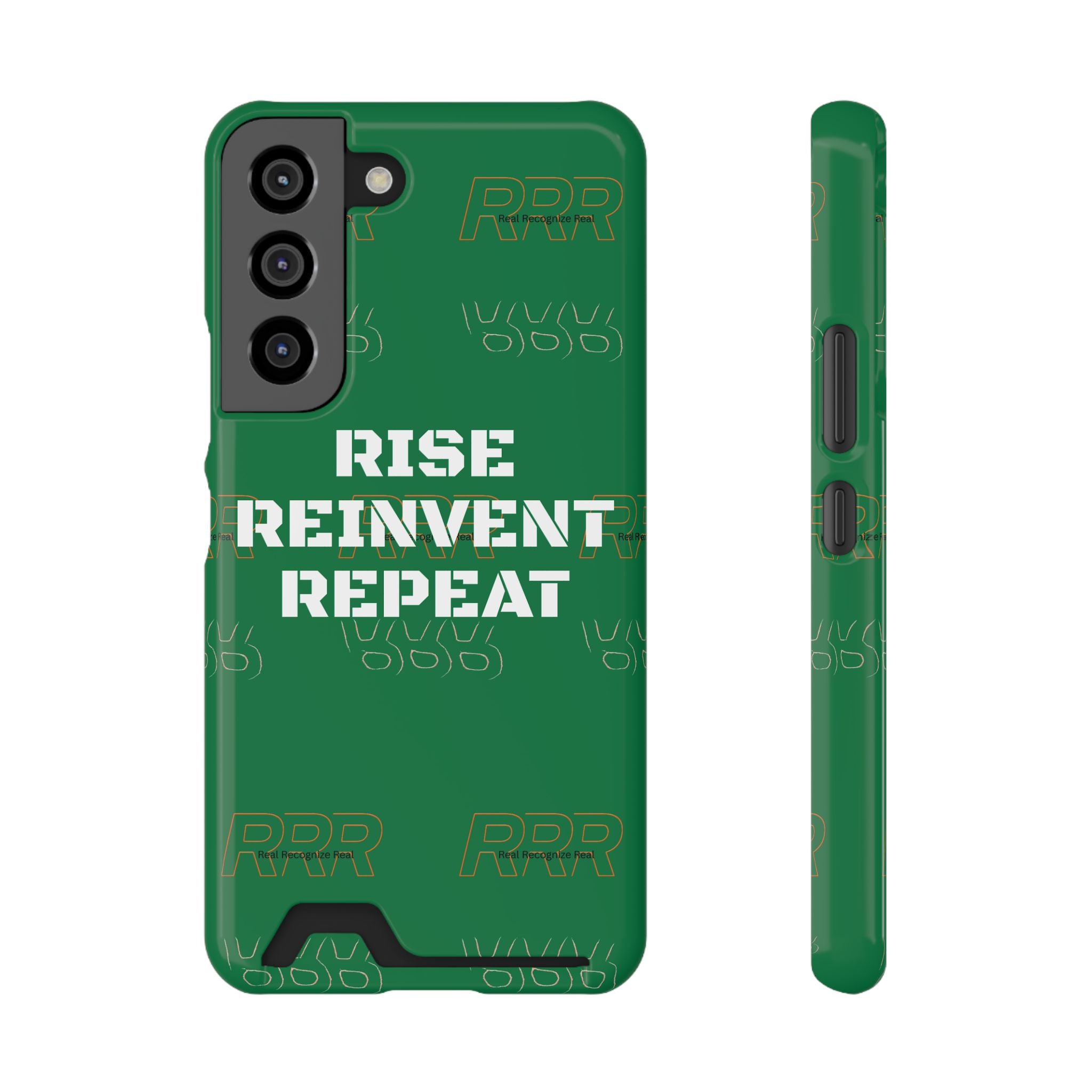 Green 'Rise Reinvent Repeat' Card Holder Phone Case — Motivational Protective Cover