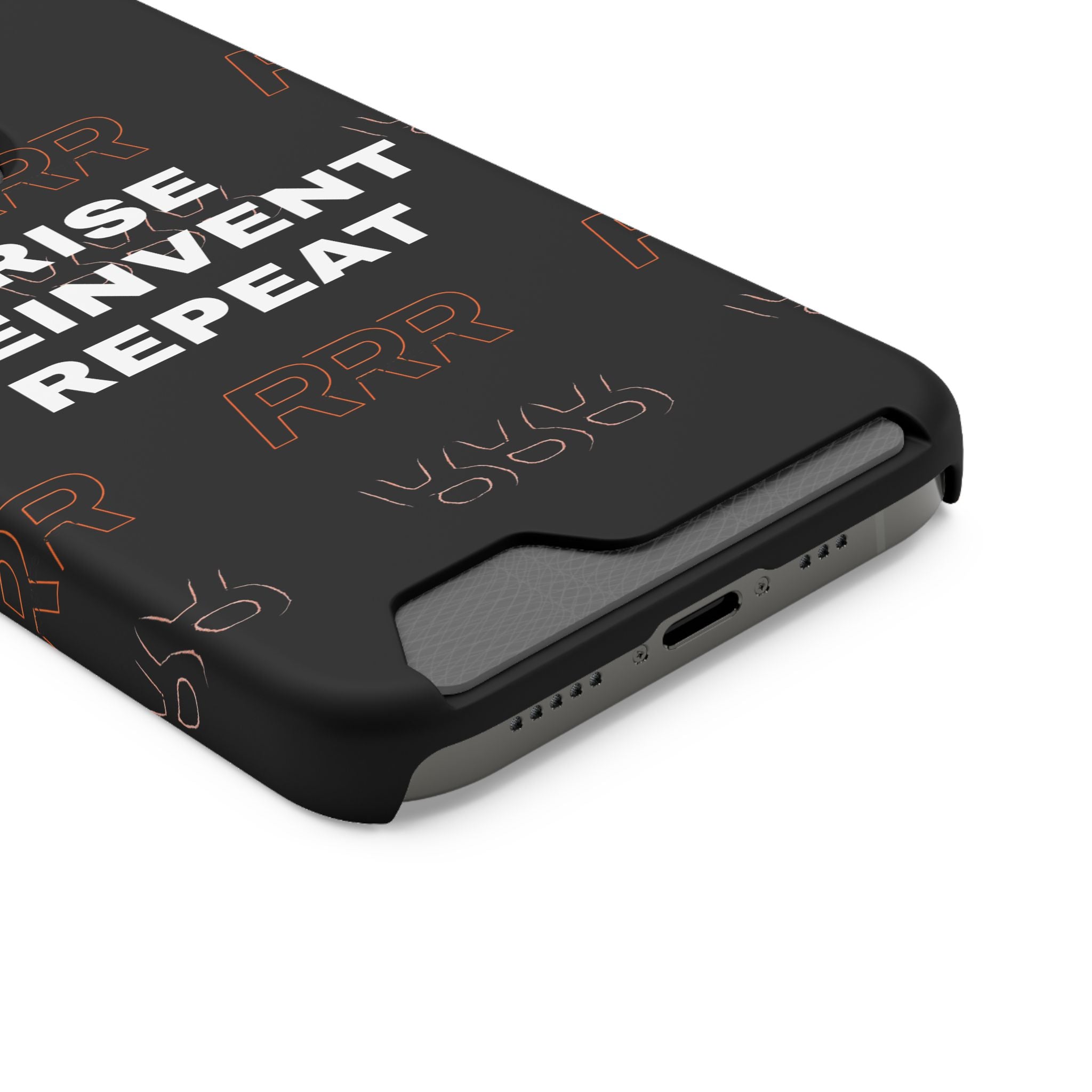 Rise Reinvent Repeat Phone Card Case — Slim Wallet Phone Case with Motivational Design