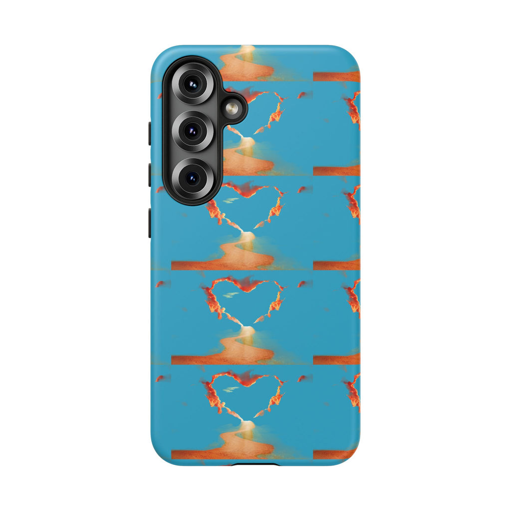 Heart Flame Tough Phone Case — Blue Sunset Protective Cover