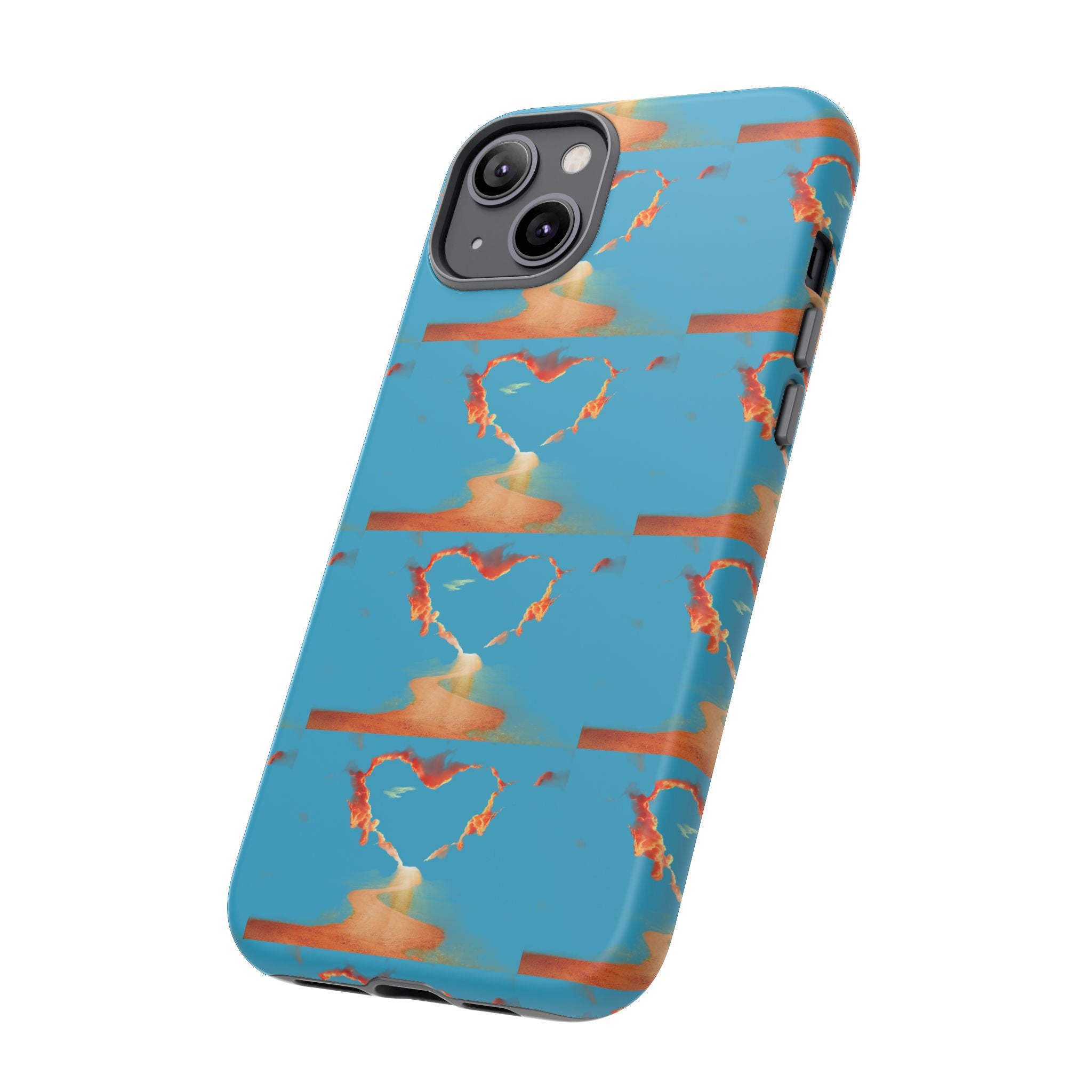 Heart Flame Tough Phone Case — Blue Sunset Protective Cover
