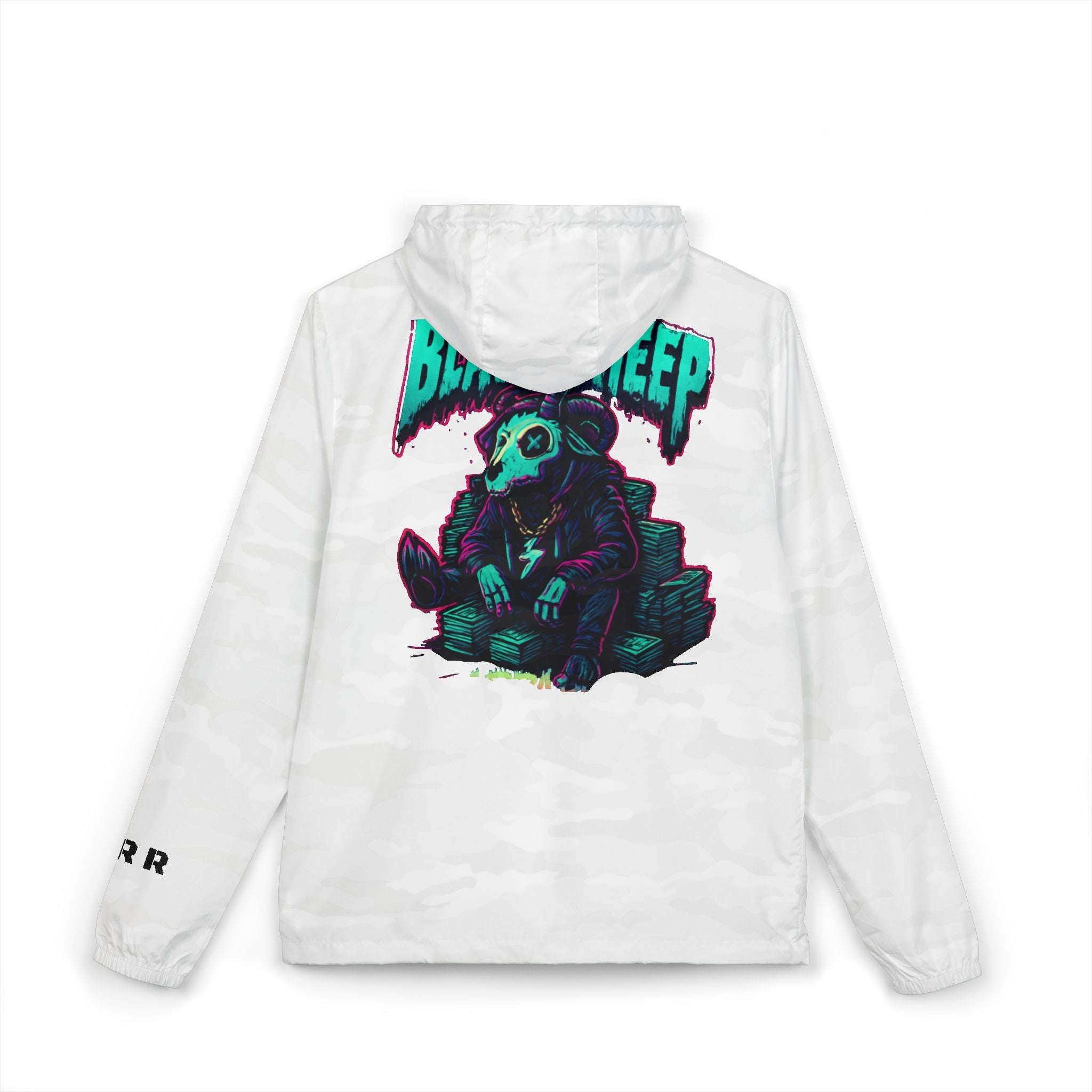 Windbreaker Jacket — Neon Plague Doctor Graphic "Bury Deep" Streetwear