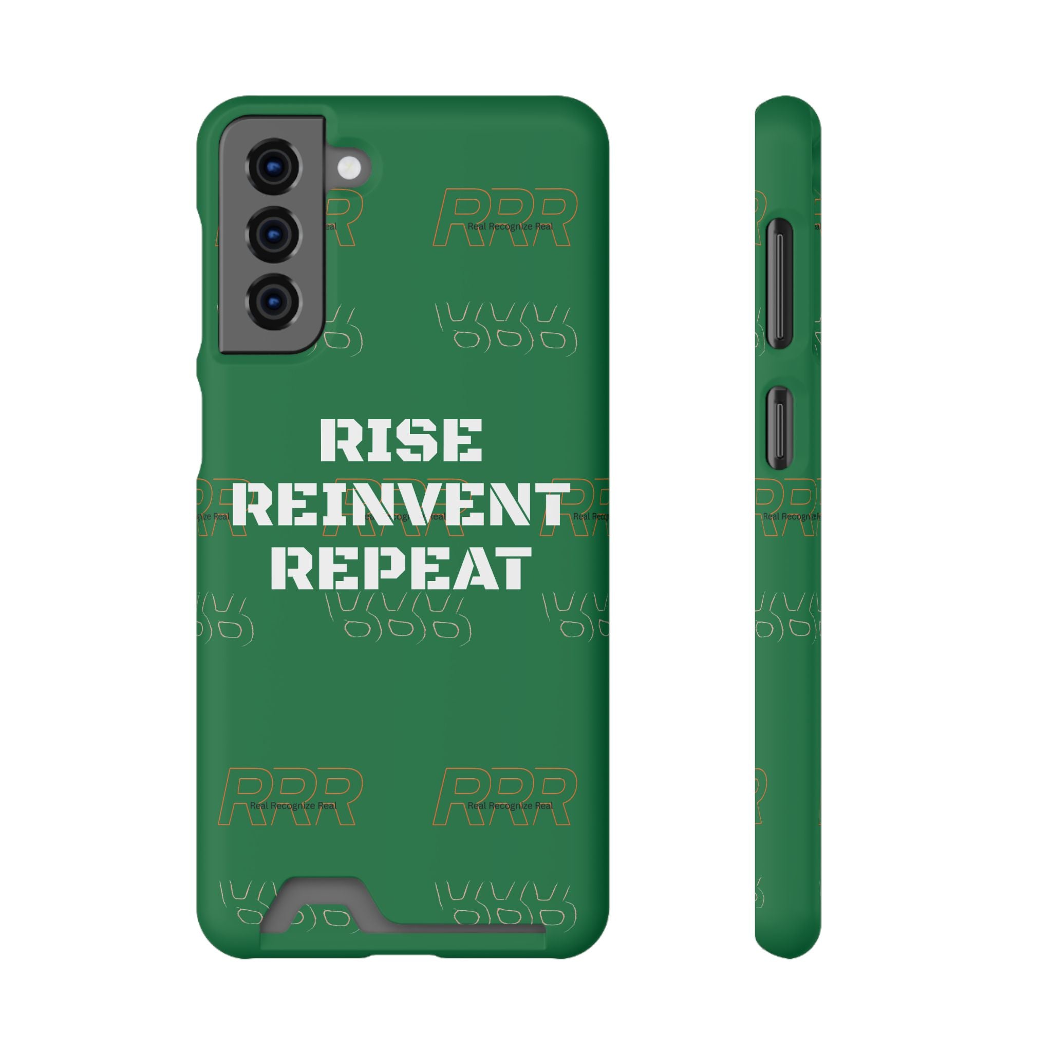Green 'Rise Reinvent Repeat' Card Holder Phone Case — Motivational Protective Cover