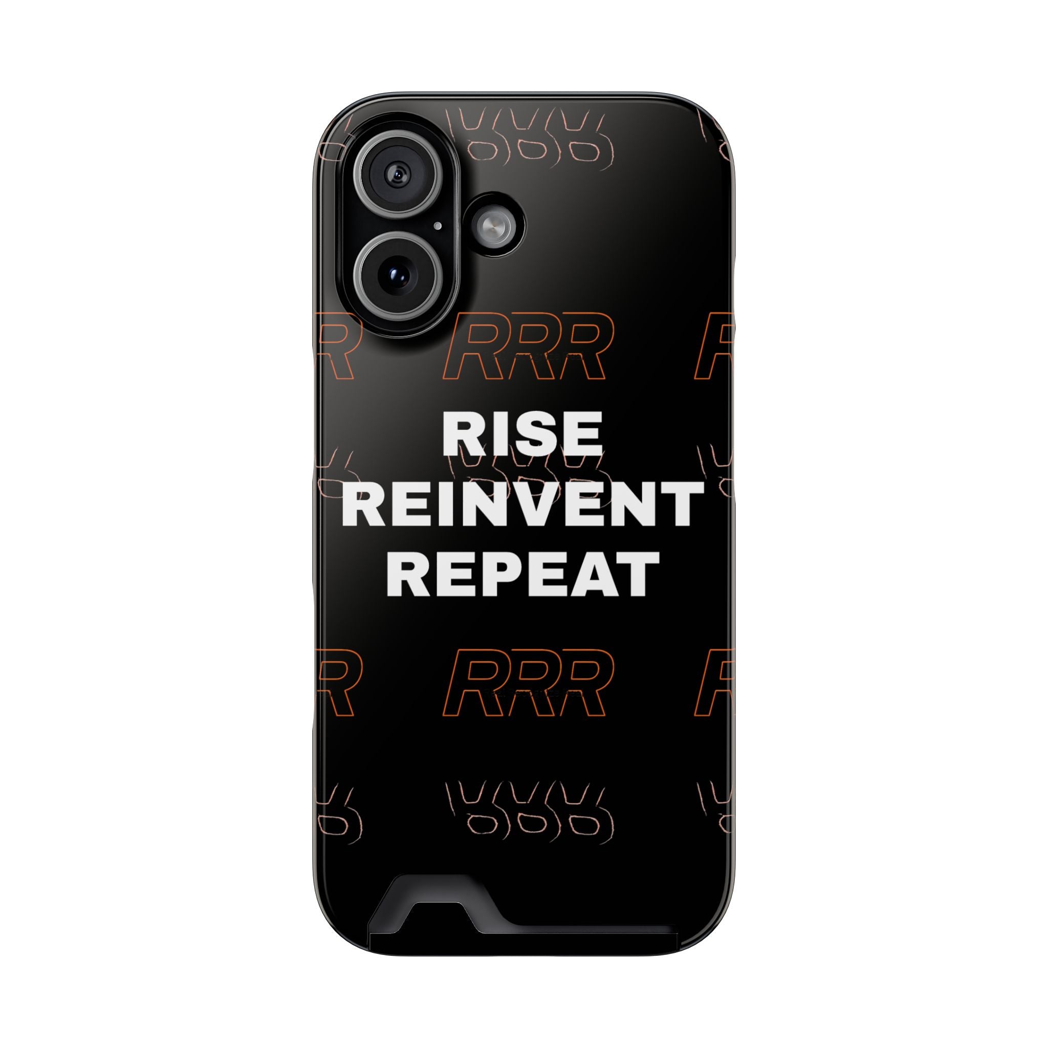 Rise Reinvent Repeat Phone Card Case — Slim Wallet Phone Case with Motivational Design
