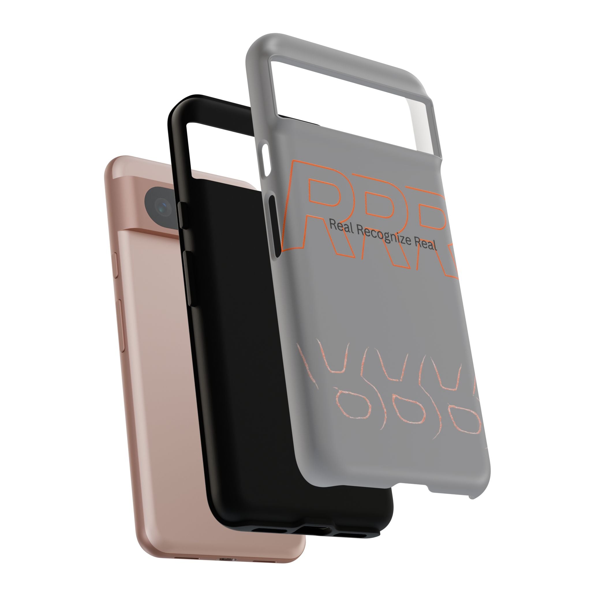 Tough Cases — 'Real Recognize Real' Protective Phone Case (Gray, Retro Outline Design)