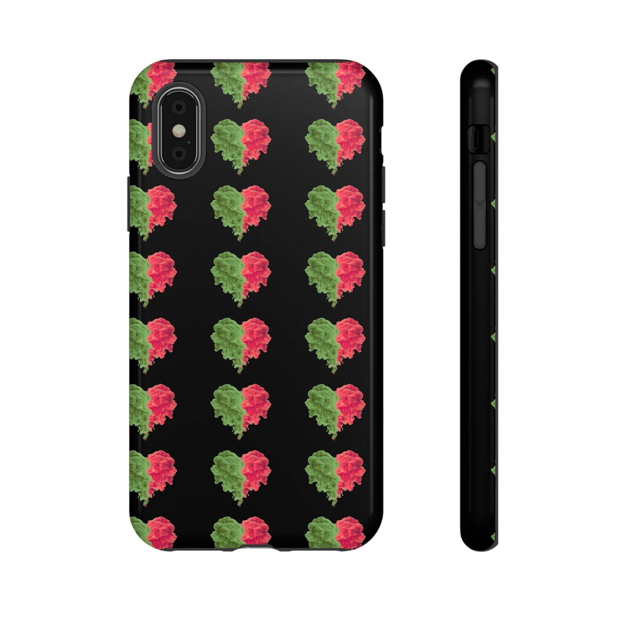 Ripped Heart Pattern Tough Phone Case — Floral Red & Green Heart Protection