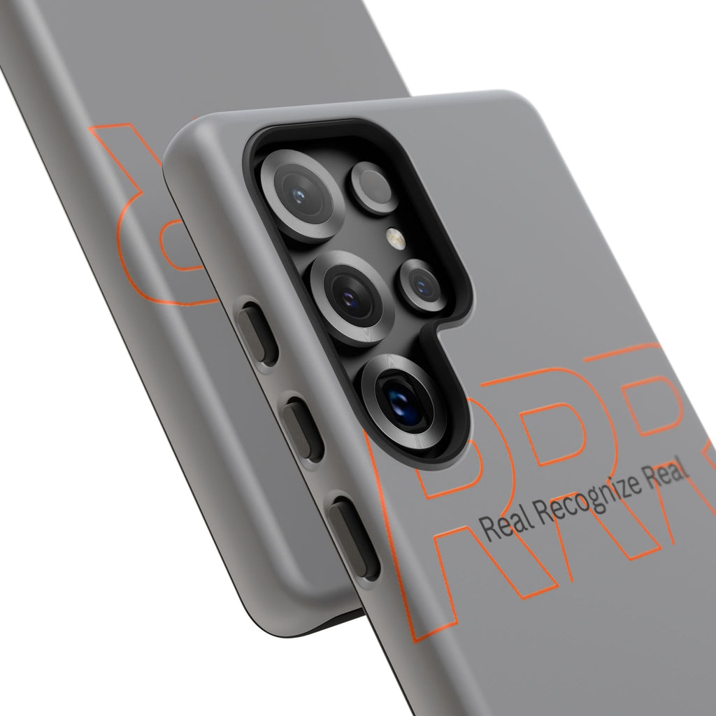 Tough Cases — 'Real Recognize Real' Protective Phone Case (Gray, Retro Outline Design)