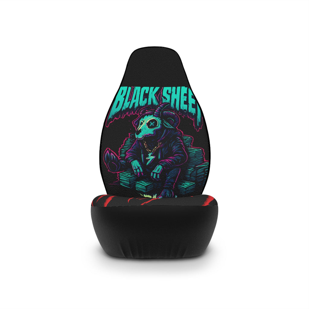 Black Sheep Car Seat Covers — Neon Gothic Animal Skull Design