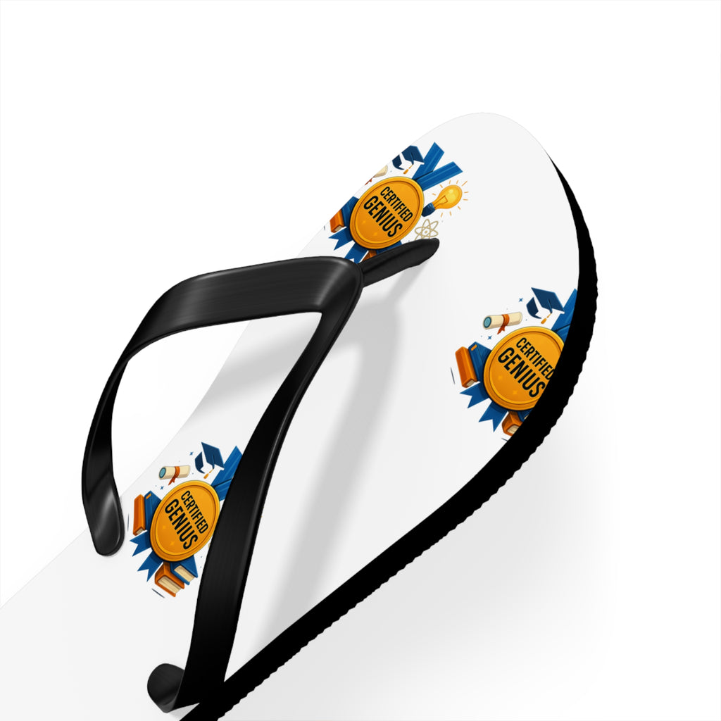 Flip Flops — Summer Genius Badge Pattern Beach Sandals