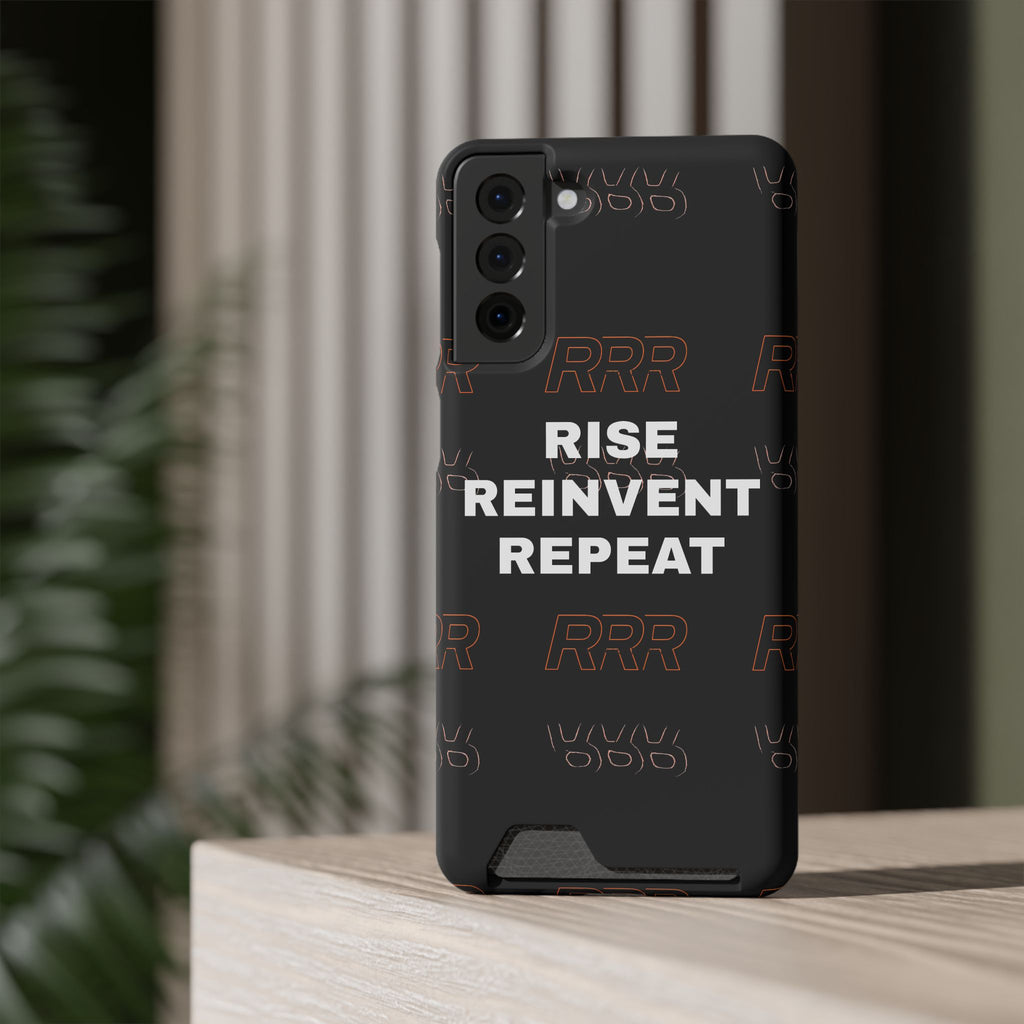 Rise Reinvent Repeat Phone Card Case — Slim Wallet Phone Case with Motivational Design