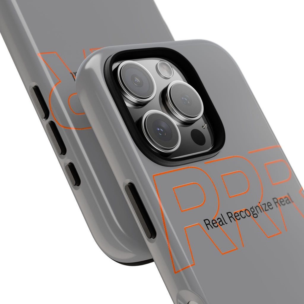 Tough Cases — 'Real Recognize Real' Protective Phone Case (Gray, Retro Outline Design)