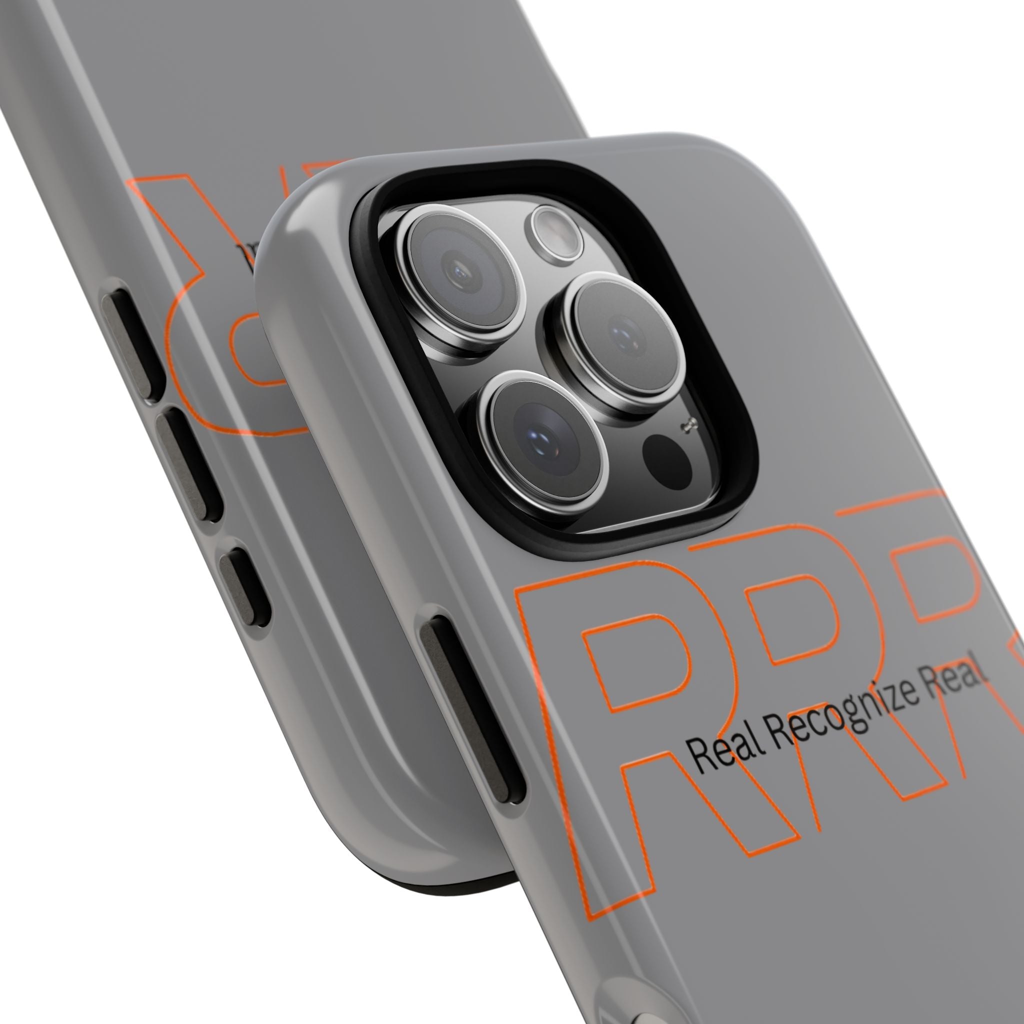 Tough Cases — 'Real Recognize Real' Protective Phone Case (Gray, Retro Outline Design)