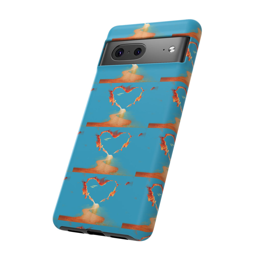 Heart Flame Tough Phone Case — Blue Sunset Protective Cover