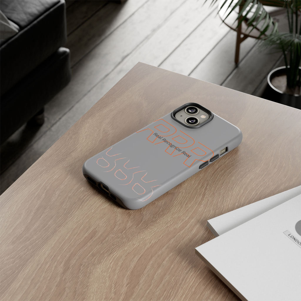 Tough Cases — 'Real Recognize Real' Protective Phone Case (Gray, Retro Outline Design)