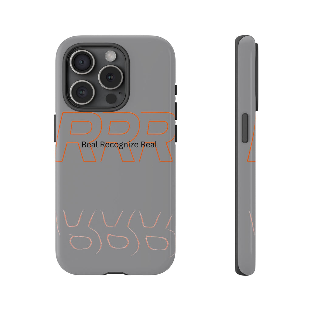 Tough Cases — 'Real Recognize Real' Protective Phone Case (Gray, Retro Outline Design)