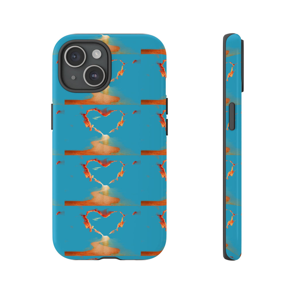 Heart Flame Tough Phone Case — Blue Sunset Protective Cover