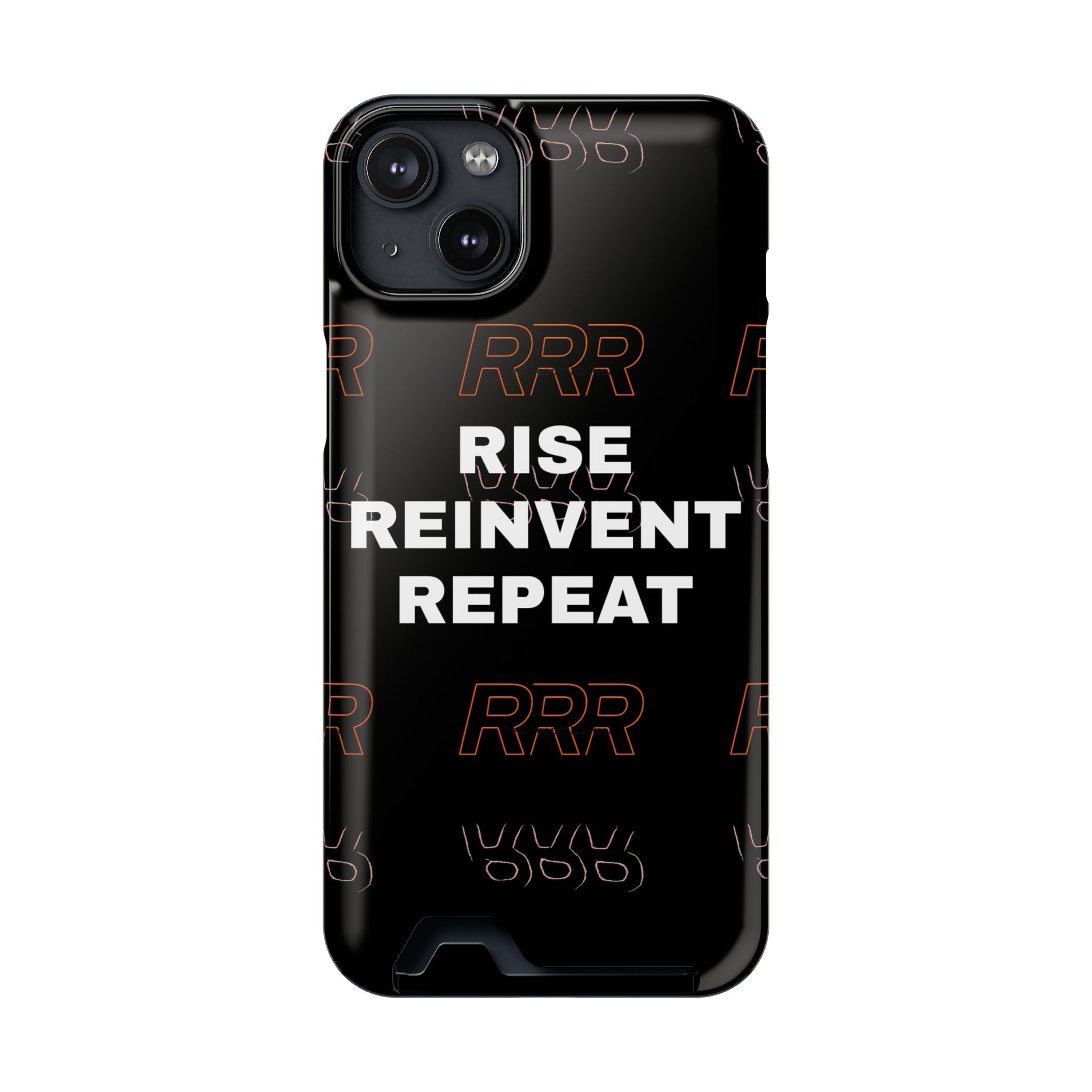 Rise Reinvent Repeat Phone Card Case — Slim Wallet Phone Case with Motivational Design